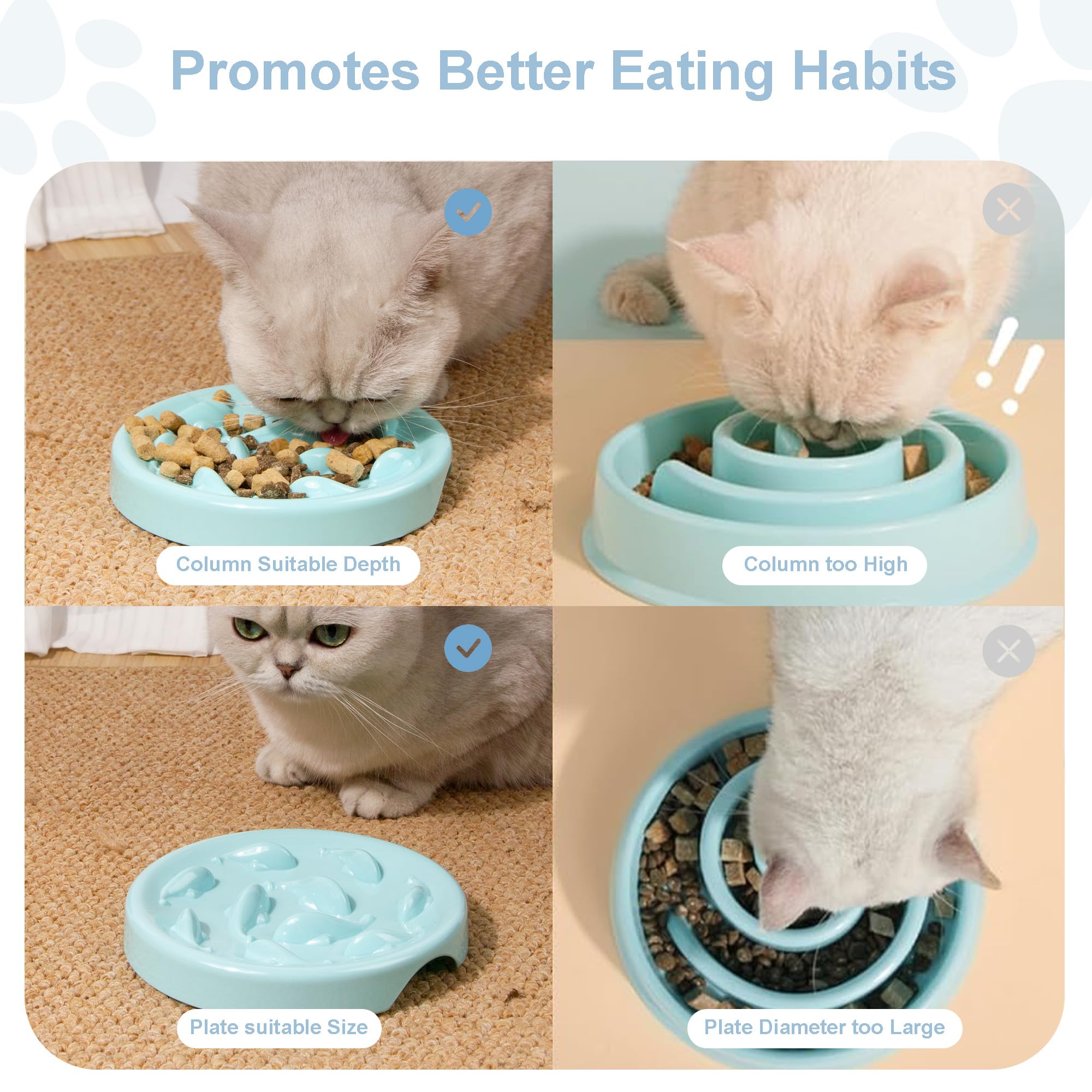 Slow Feeder Bowl For Cats And Small Dogs,Cilkus Fish Pool Design, Fun Interactive Bloat Stop Puzzle Feeder Bowl Healthy Eating D