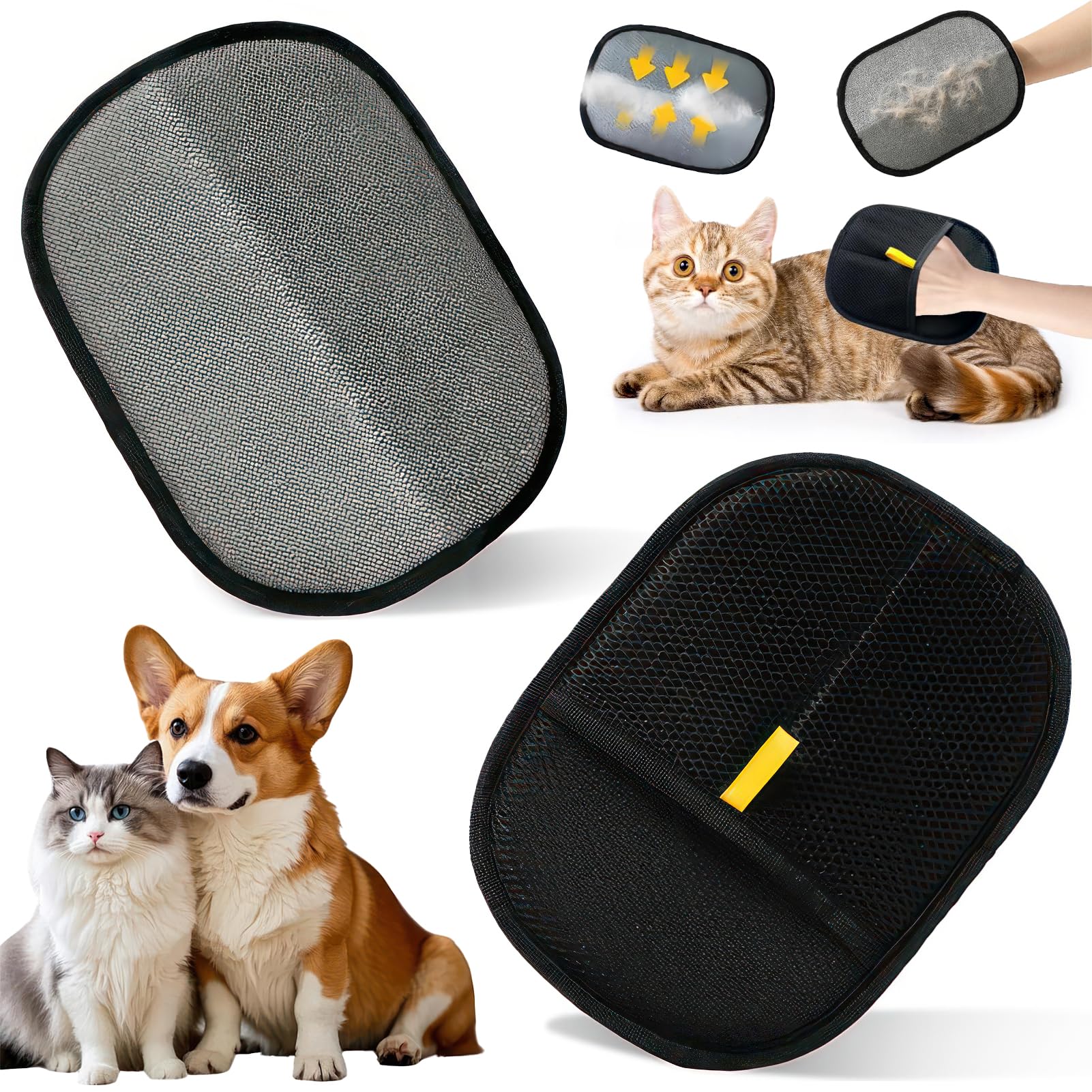 Megiaexist Fur Magnet Gloves DoubleSided For Dogs And Cats  Breathable Pet Hair Remover With AntiStatic Function, Reusable Fo