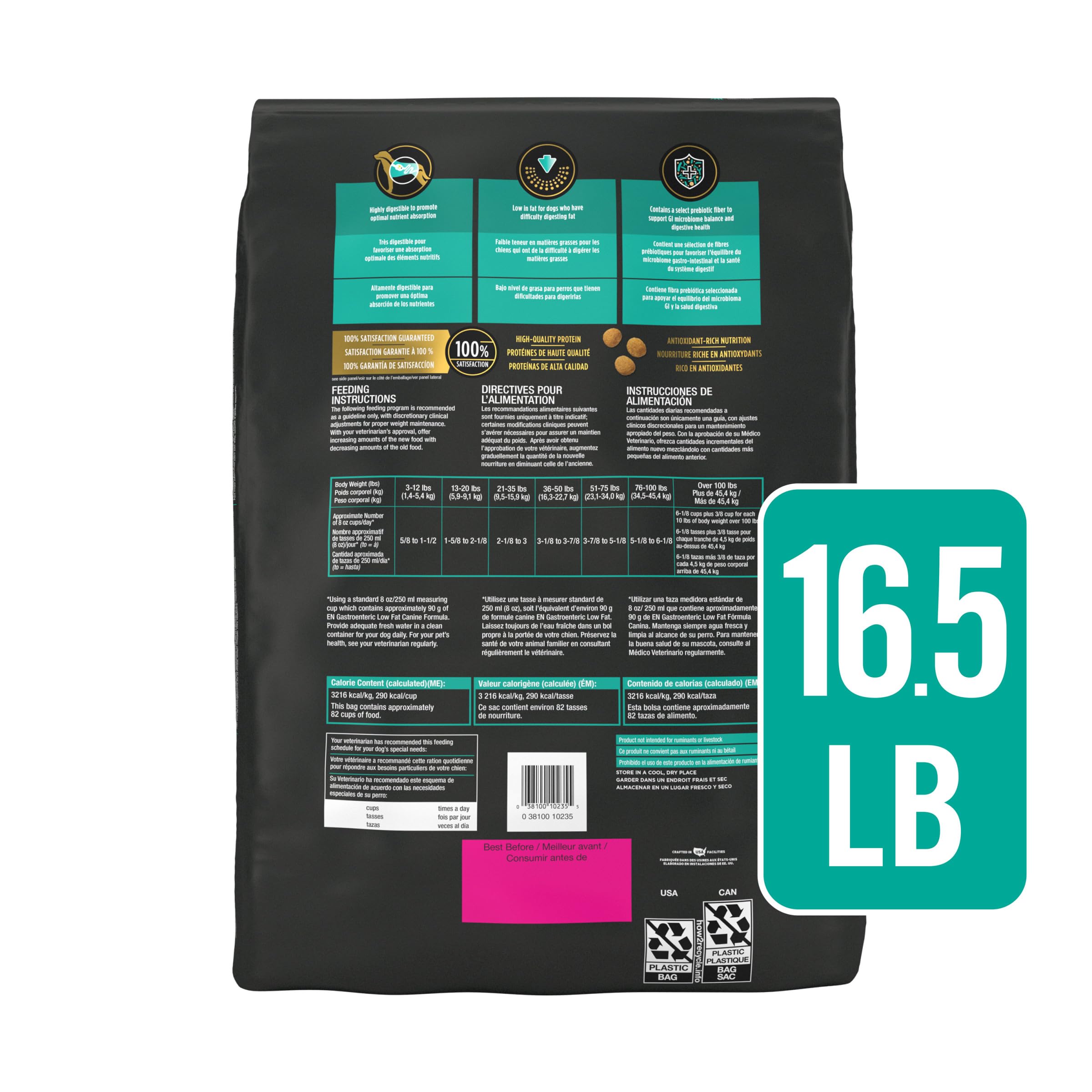 Purina Pro Plan Veterinary Diets EN Gastroenteric Low Fat Canine Formula Dog Food Dry Recipe - 16.5 lb. Bag