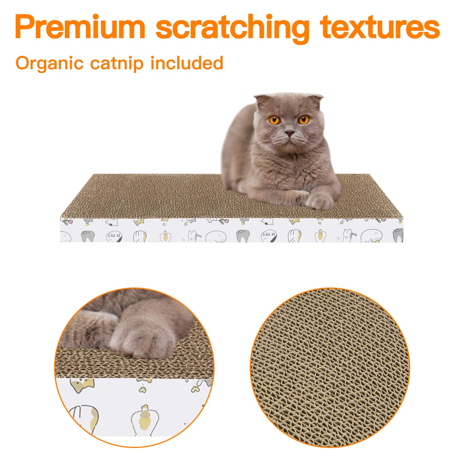 Patiencet Cat Scratcher 4 Pcs Cat Scratch Pad Reversible Scratcher Scratching Texture Design Durable Scraper