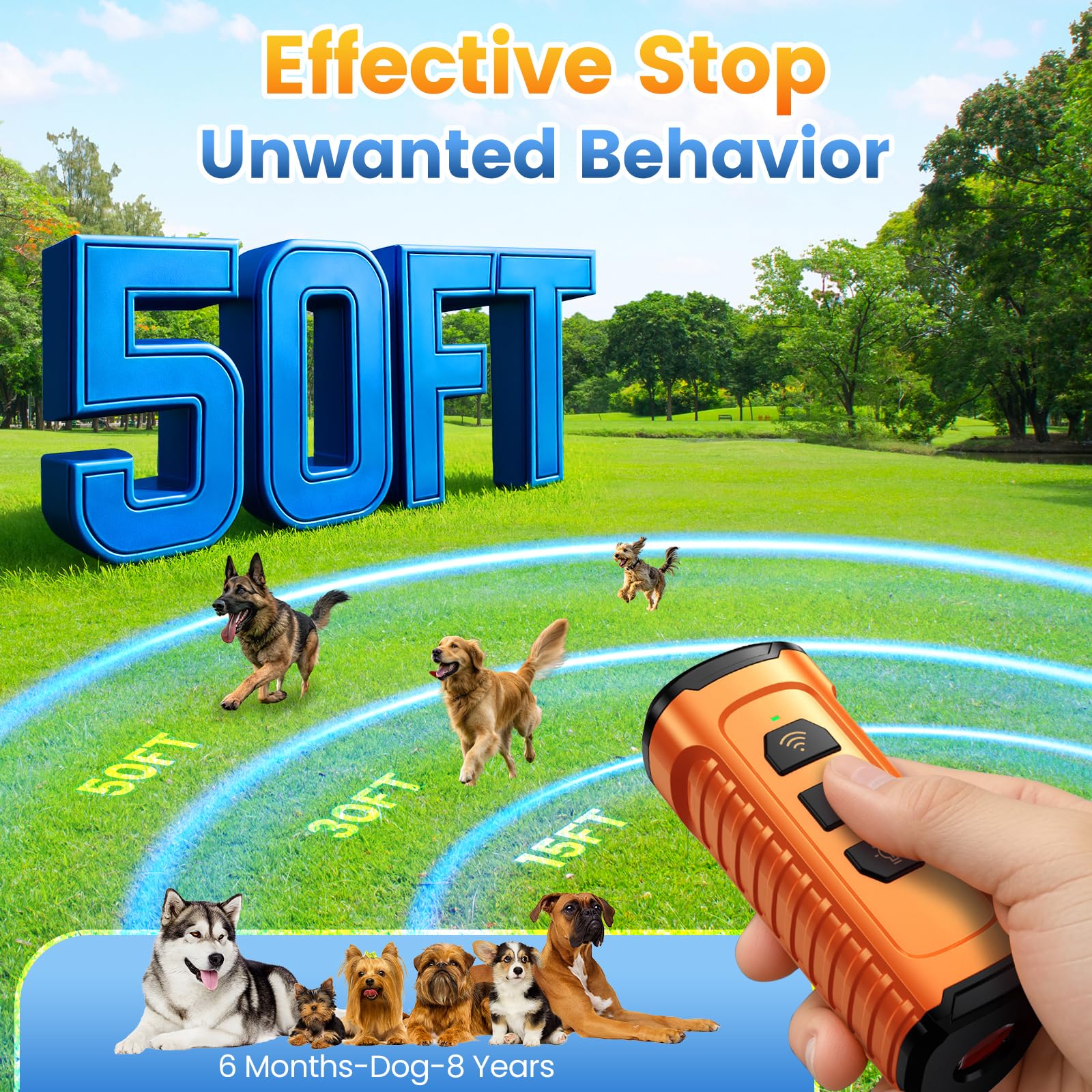 Cbersmg Dog Bark Deterrent Device 3X Anti Barking Device for Dogs, 5 Modes Stop Neighbors Dog Barks No More Safe for All Dogs 50