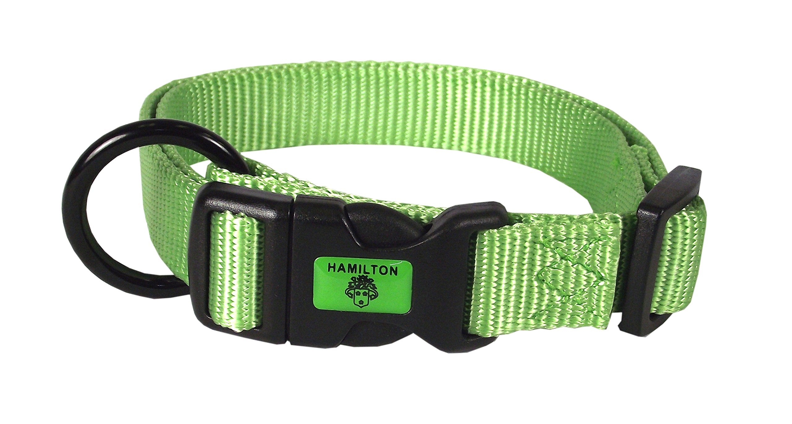 Hamilton Adjustable Nylon Dog Collar, Lime, 5/8'' x 12-18''