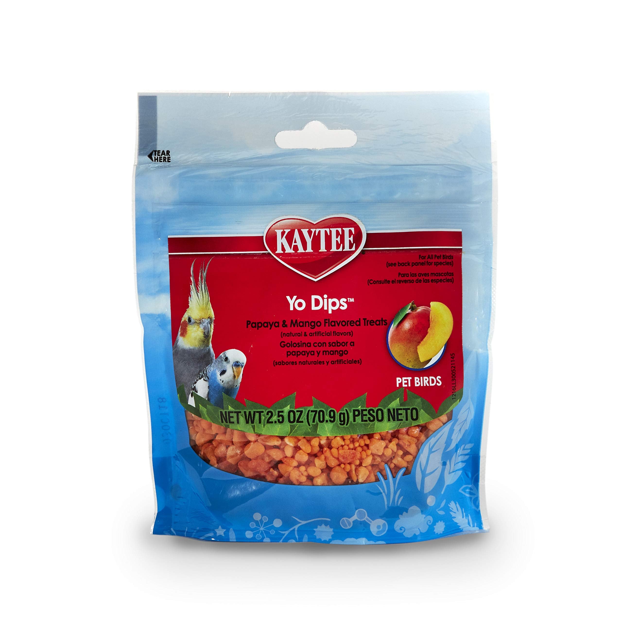 Kaytee Mango Flavored Yogurt Dipped Papaya Treats For All Pet Birds, 2.5-Oz Bag