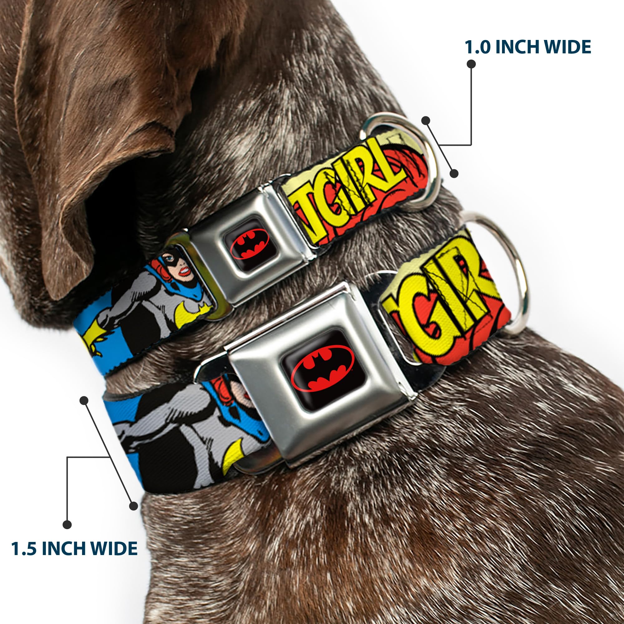 Buckle-Down Seatbelt Buckle Dog Collar - Batgirl In Action W/Face Close-Up - 1.5' Wide - Fits 16-23' Neck - Medium