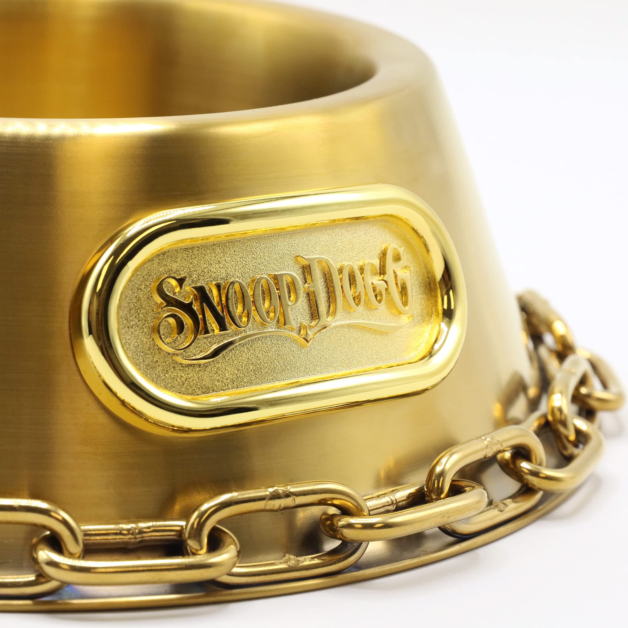 Snoop Doggies Doggs Deluxe Off The Chain Pet Bowl, Gold, Small
