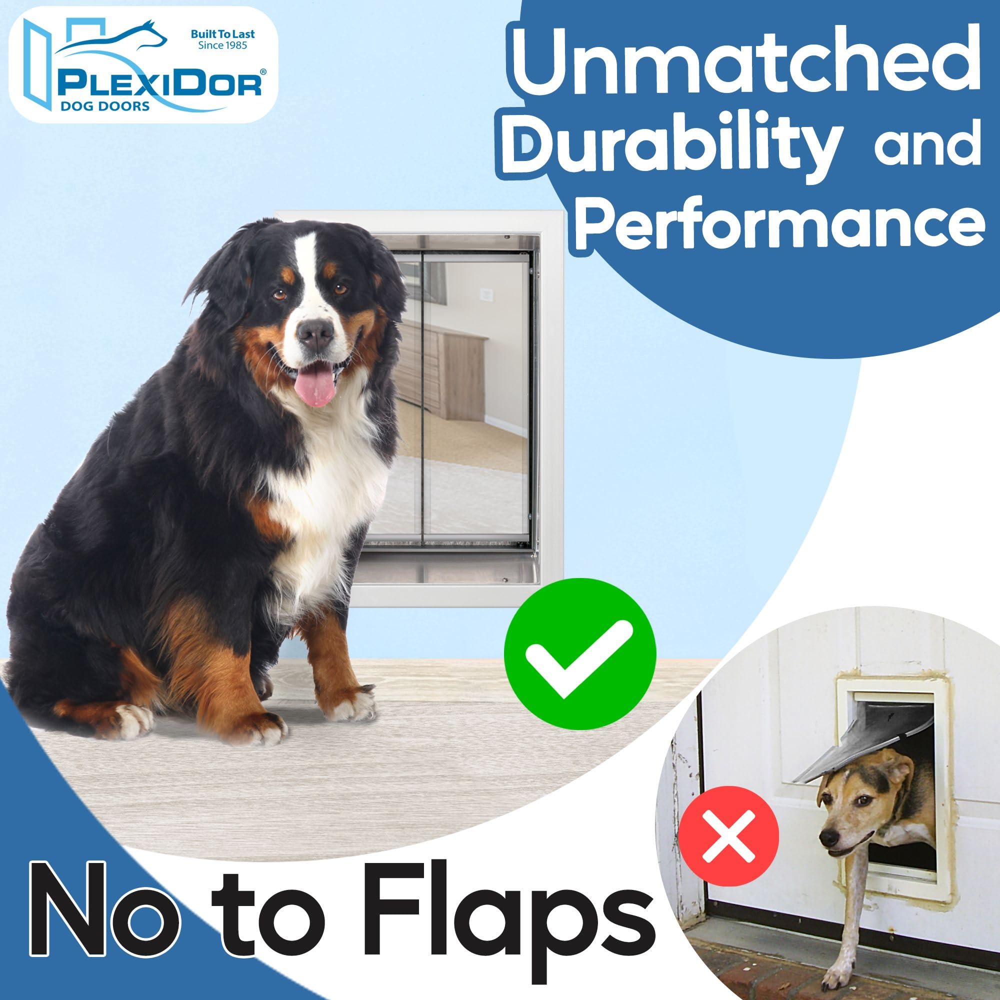 Plexidor Performance Pet Doors For Cats And Dogs - Wall Mount Pet Door With Lock And Key - Energy Efficient - White