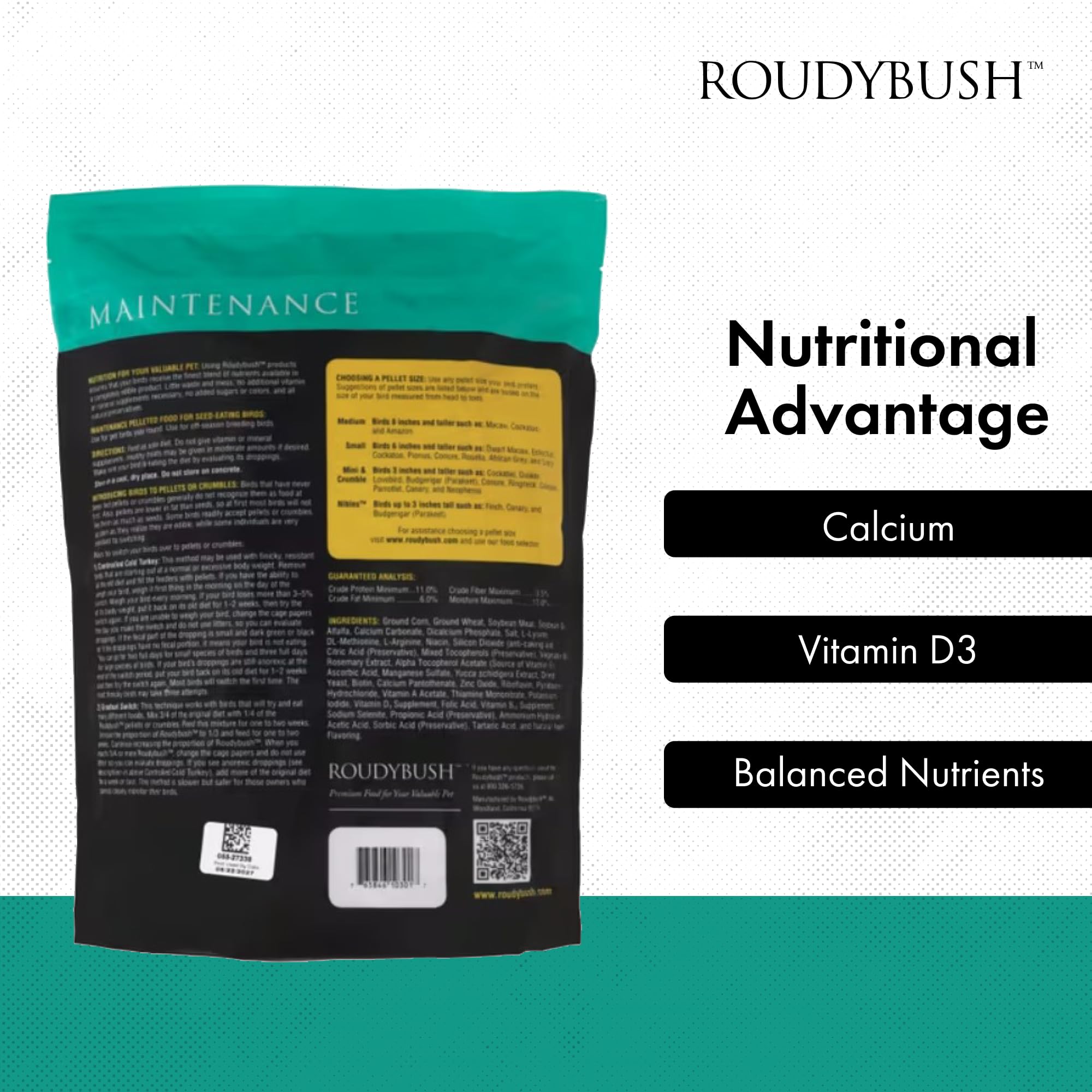Roudybush Daily Maintenance Bird Food, Small, 10-Pound