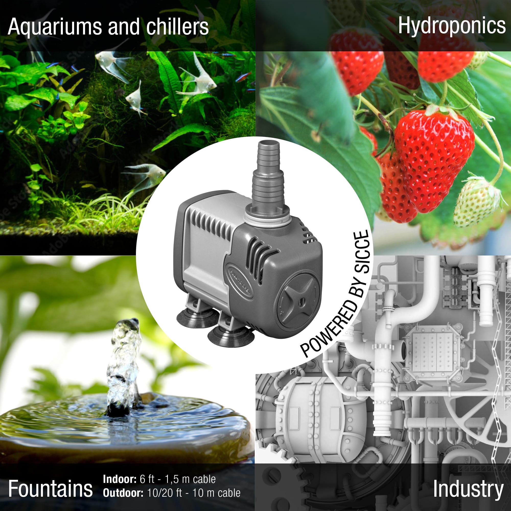 Sicce Syncra Silent 1.0 Multifunction 251 Gph Submersible Water Pump | Italian Made 16W Ultra Quiet Durable Aquarium Fish Tank, Fountain, Pond, Hydroponics, Terrarium Black | Freshwater & Saltwater