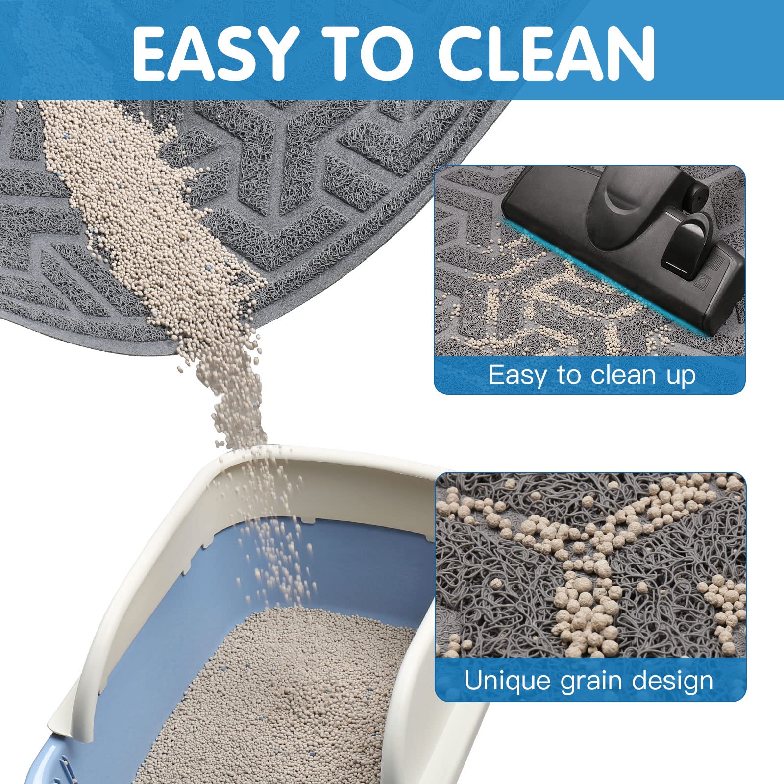 Upsky Cat Litter Mat, Litter Trapping Mat Soft On Kitty Paws, Durable Large Litter Box Mat 46 X 35 Inches Scatter Control For Cat Litter, Waterproof And Non-Slip Cat Mat.