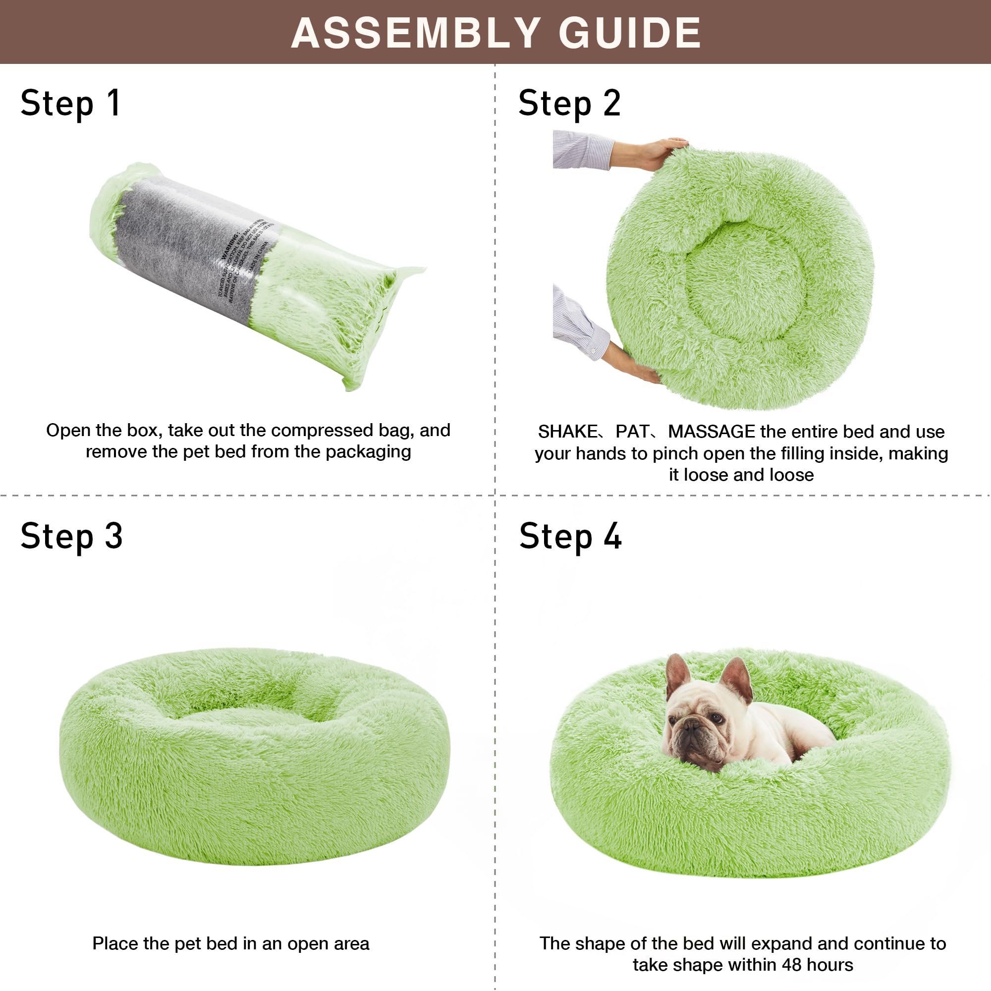 Love'S Cabin 20In Cat Beds For Indoor Cats - Cat Bed With Machine Washable, Waterproof Bottom - Light Green Fluffy Dog And Pet C