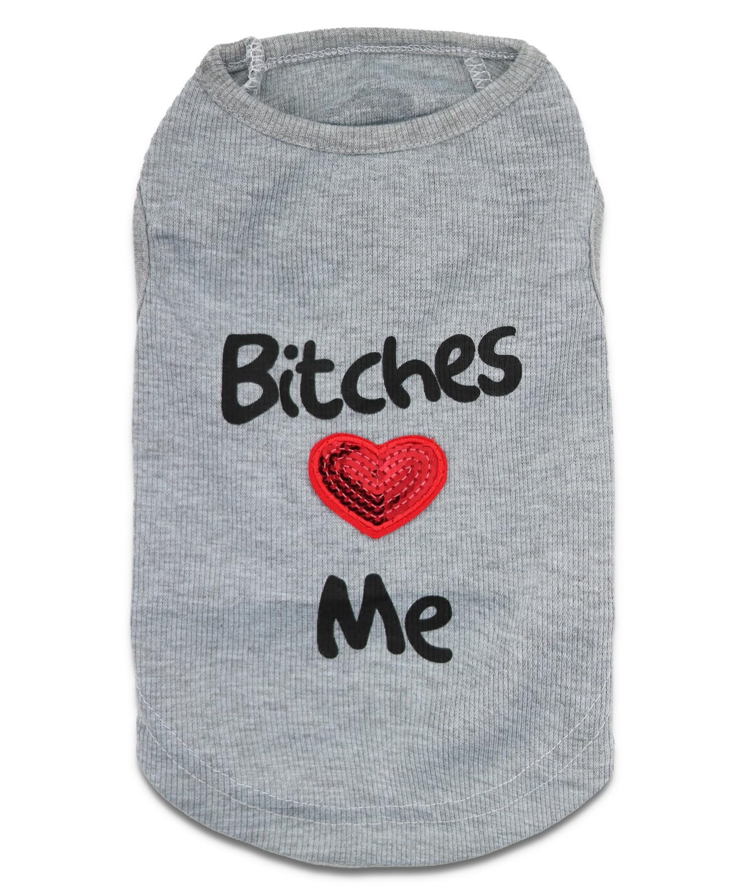 Droolingdog Pet Clothes Bitches Love Me Dog Shirt For Cats And Small Dogs, Small, Grey