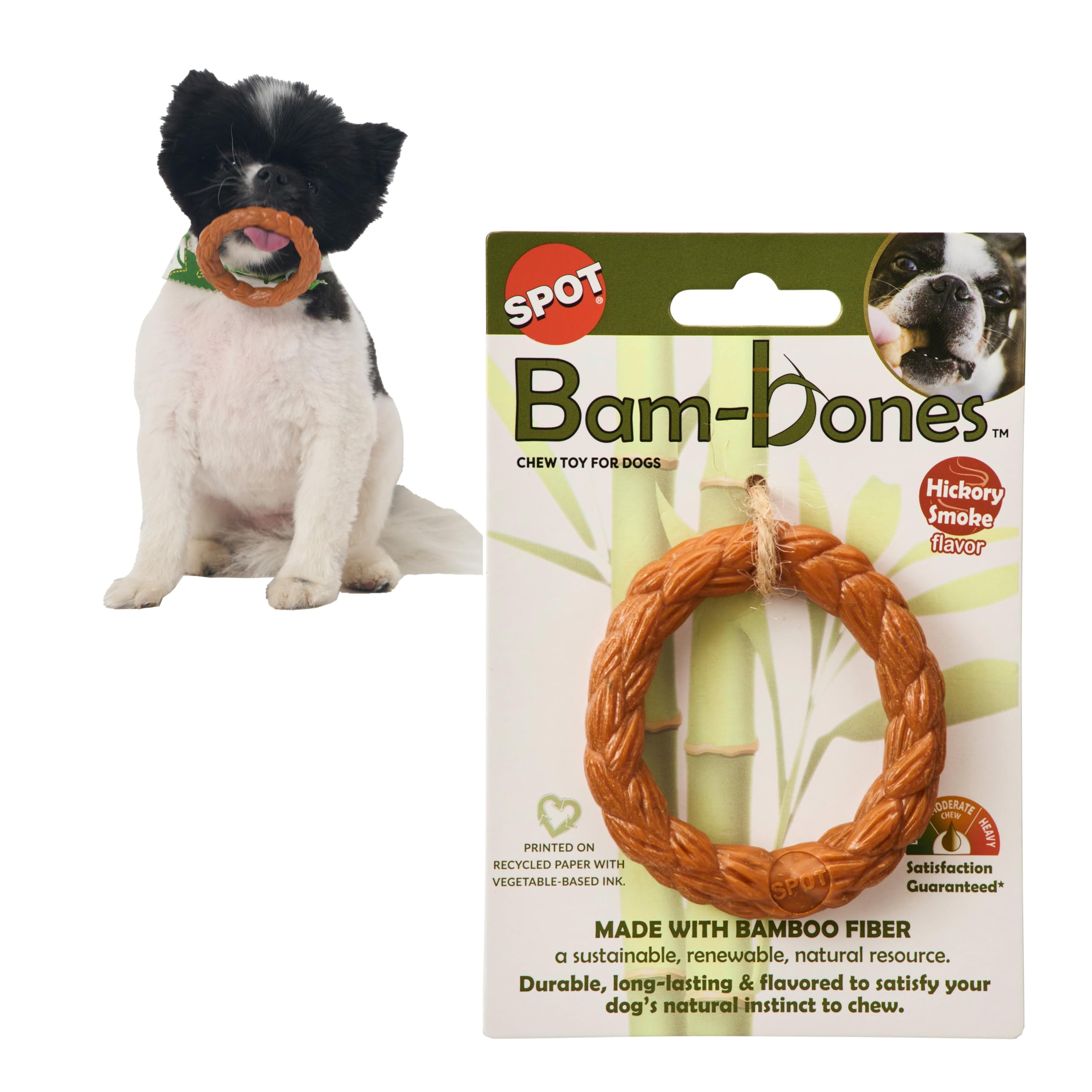 Spot BamBones Braided Ring  Made With Strong Bamboo Fiber, Durable Long Lasting Dog Chew Toy For Light To Moderate Chewers, Fo