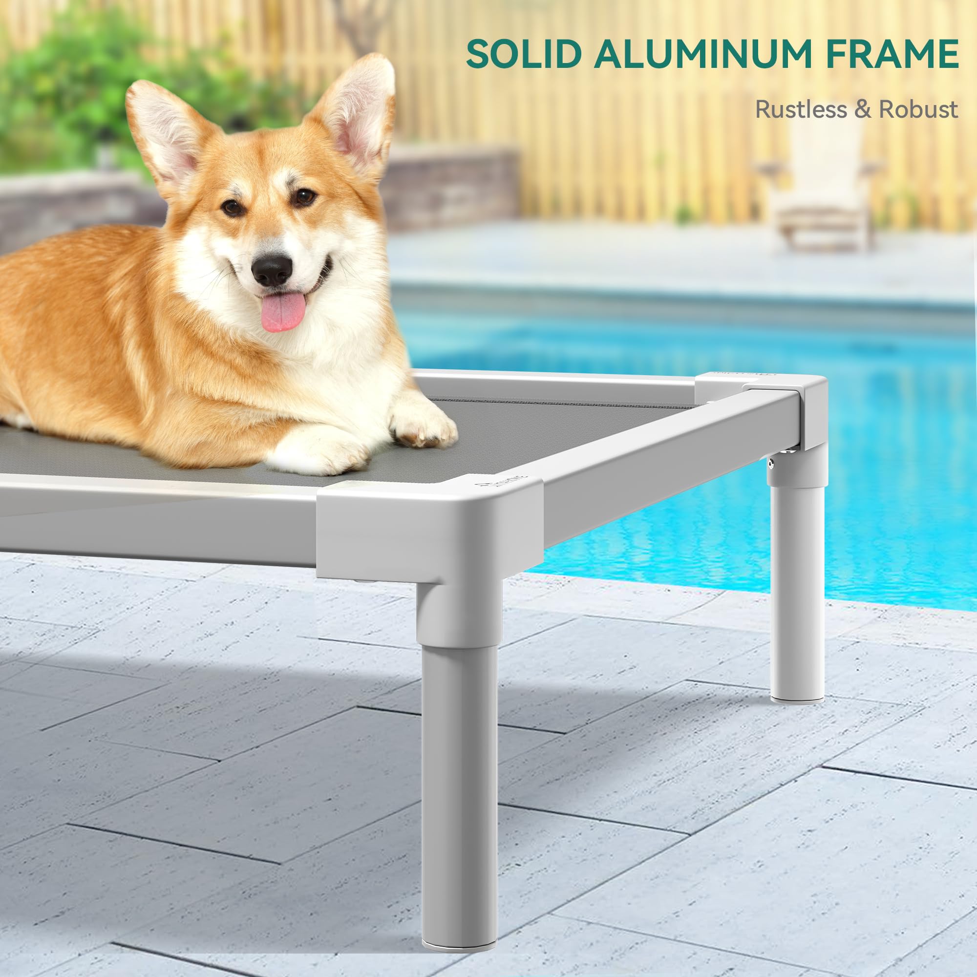 Yitahome 32 Inch Cooling Elevated Dog Bed, Durable Dog Bed With Aluminum Frame, Breathable Textilene Mesh, Enclosed Edges, Non-S