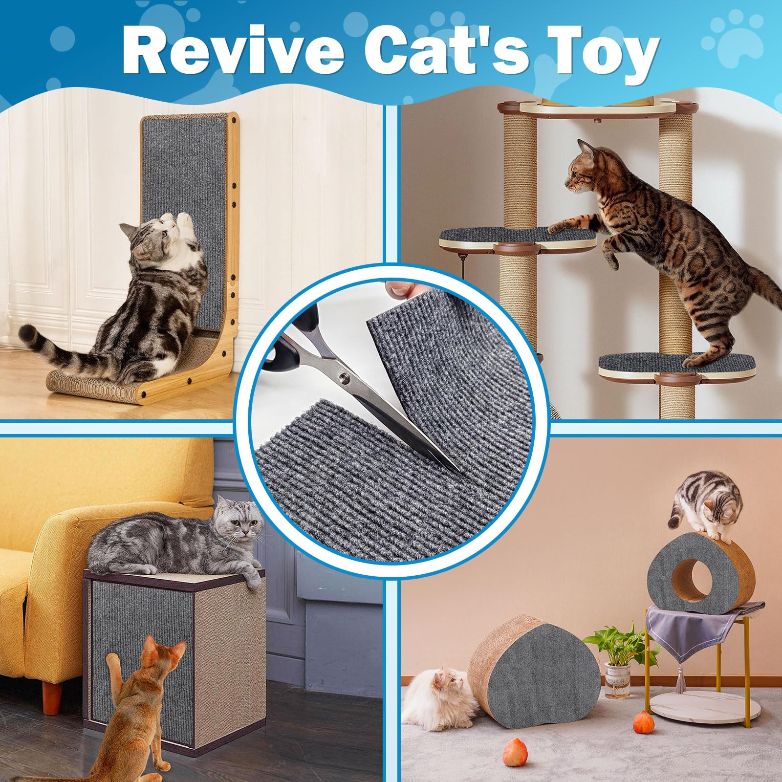 Enonci Cat Carpet Protector 47.2''X15.8'', Wall Corner Cat Scratcher Pad For Indoor,Trimmable Self-Adhesive Cat Scratching Mat F