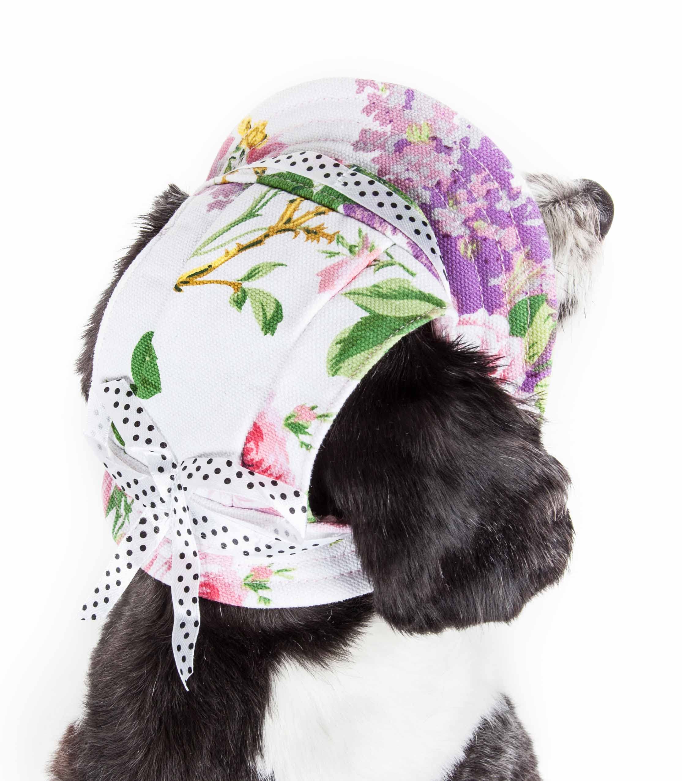 Pet Life A Botanic Bark Floral Patterned Dog Hat With Uv Coverage Protection - Provides More Shade Than A Dog Banadana - Feature