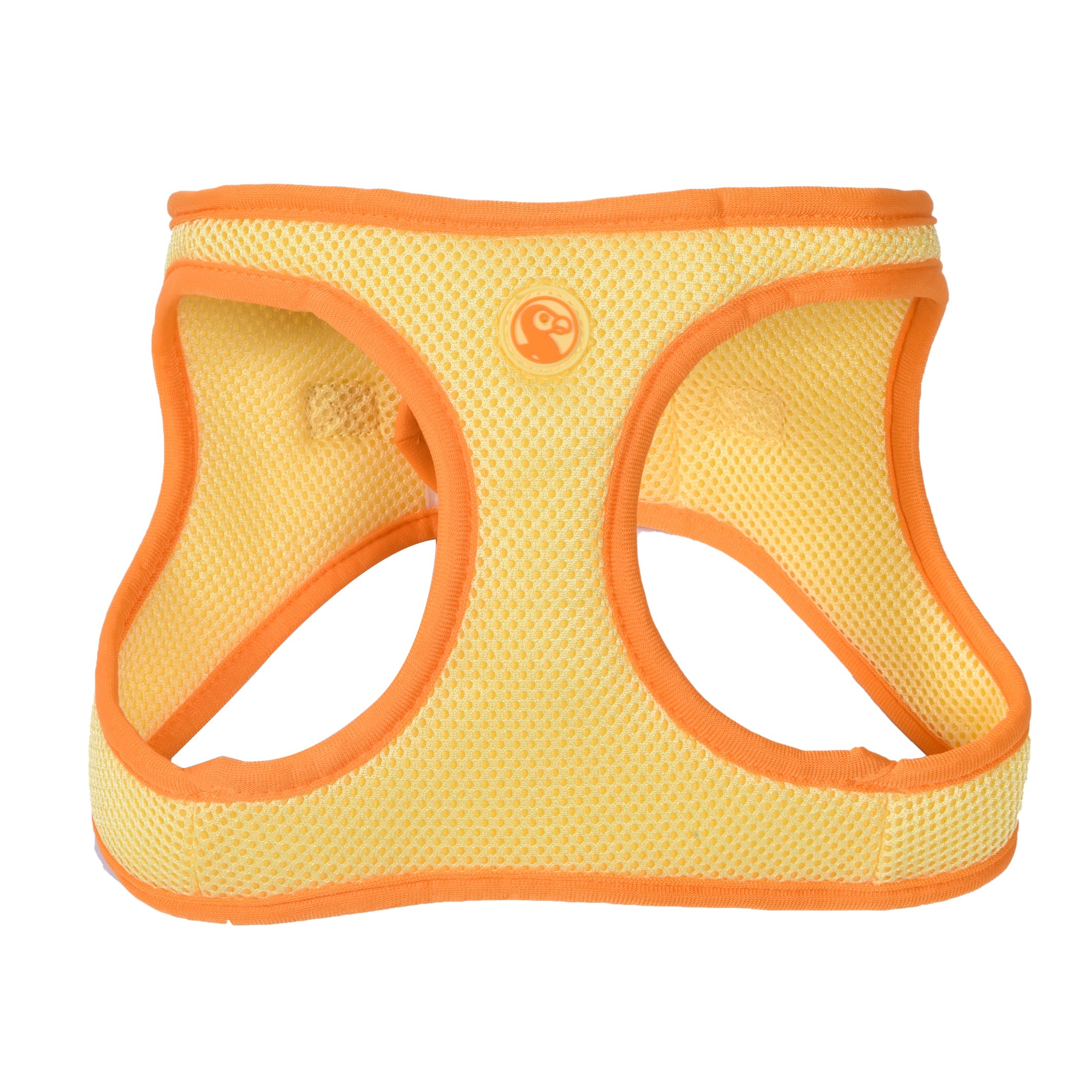 The Dodo Yellow Dog Harness, Size Small; Easy Step-in Harness for Dogs; Breathable Mesh Fabric; Snap-Together, Pinch Release Buc
