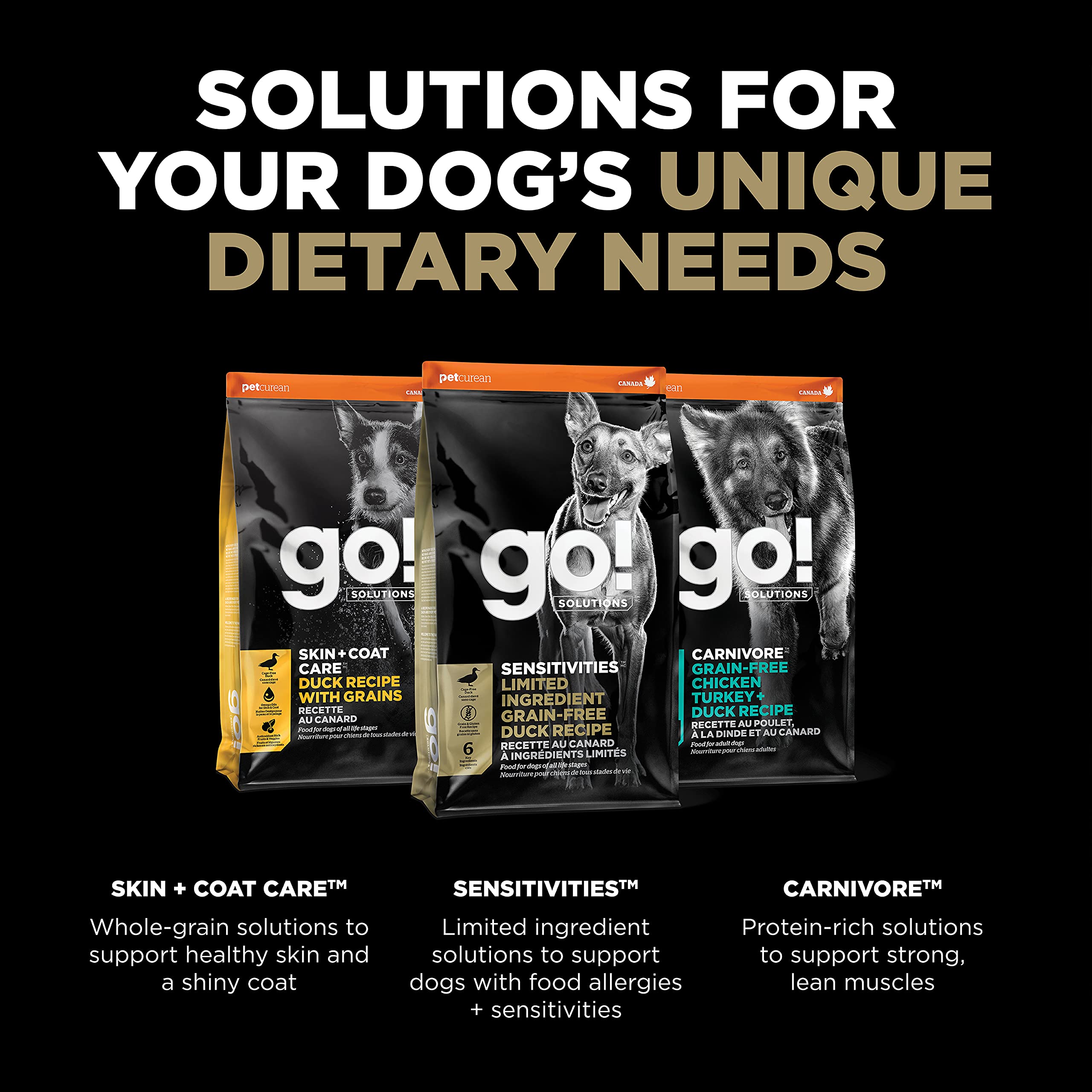 Go! Solutions Sensitivities Duck Grain-Free Dry Dog Food, 12 lb Bag for Sensitive Stomachs, Chicken-Free Kibble, Brown