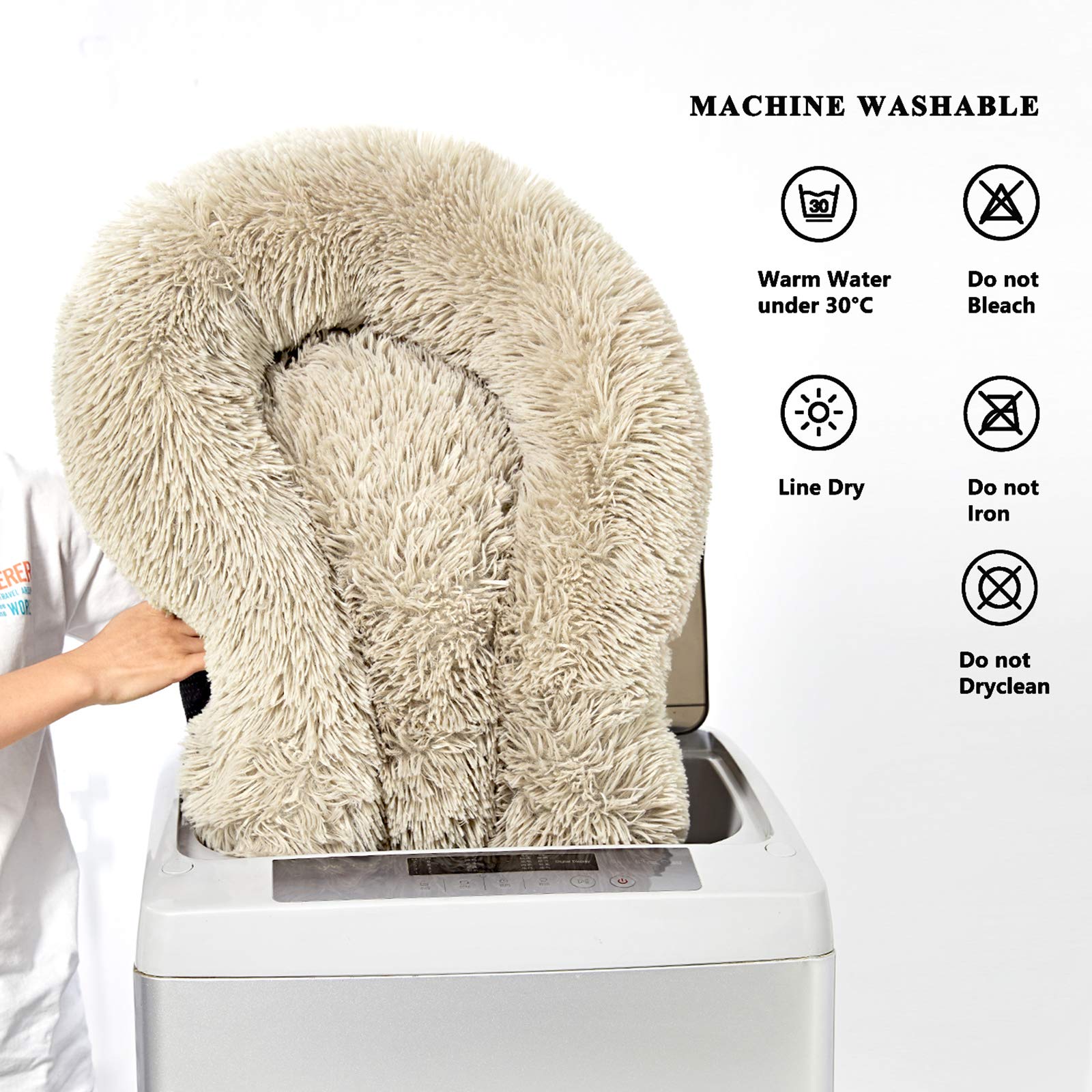 Washable Dog Round Bed Large Dogs, Donut Dog Bed Medium Dog, Comfy Dog Calming Cuddler Bed