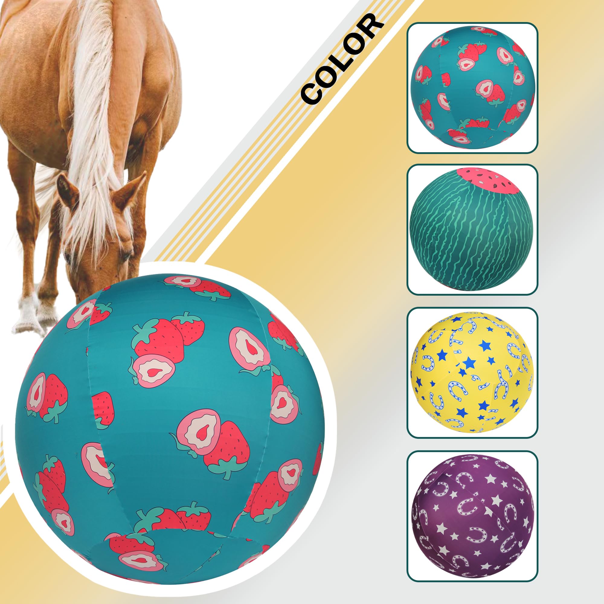 Horzmetnex Horse Ball Cover - 30 Inch, Watermelon Pattern, Polypropylene Cotton, Model HMNB001