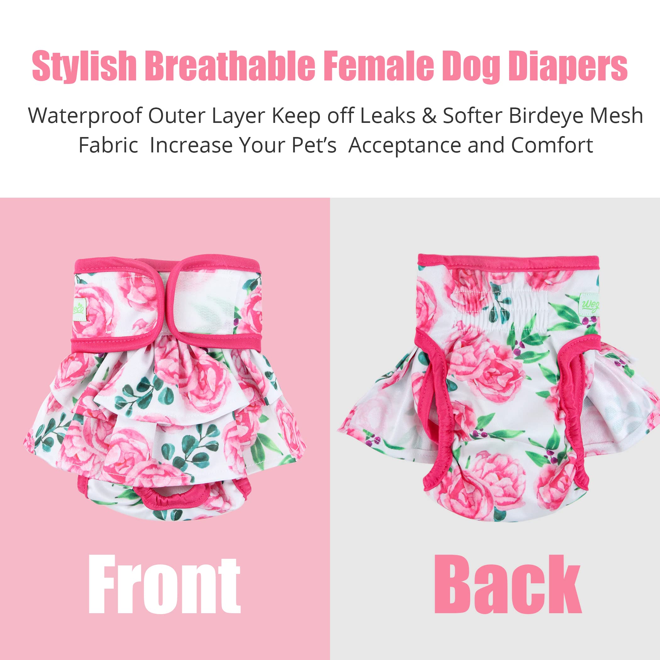 wegreeco Washable Dog Diapers Female (3 Pack), Highly Absorbent Dog Diapers for Female Dogs in Heat, Period, Incontinence, or Ex