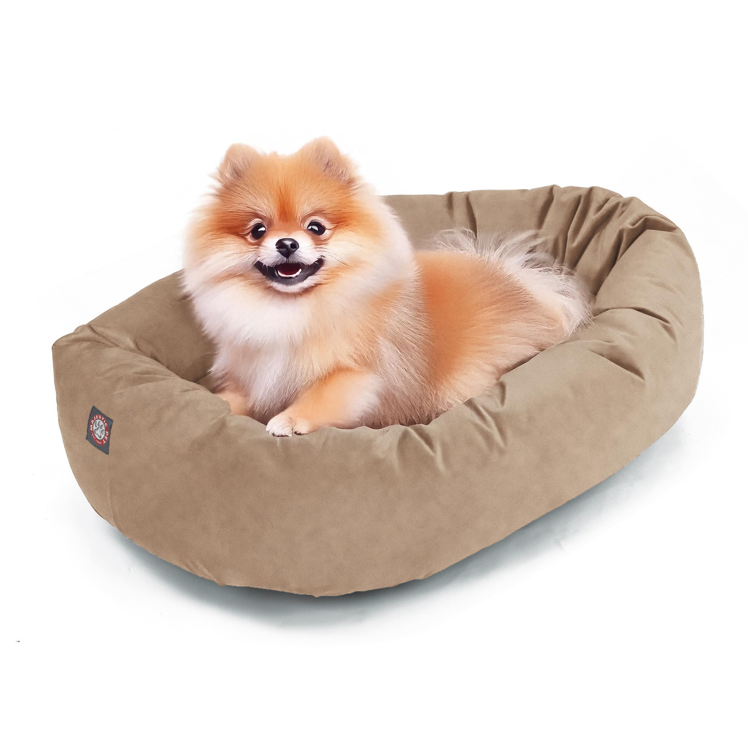 Majestic Pet 24 Inch Suede Shredded Memory Foam Mix Calming Small Dog Bed Washable 24 x 19 x 7 (Inch) - Cozy Soft Round Donut Do