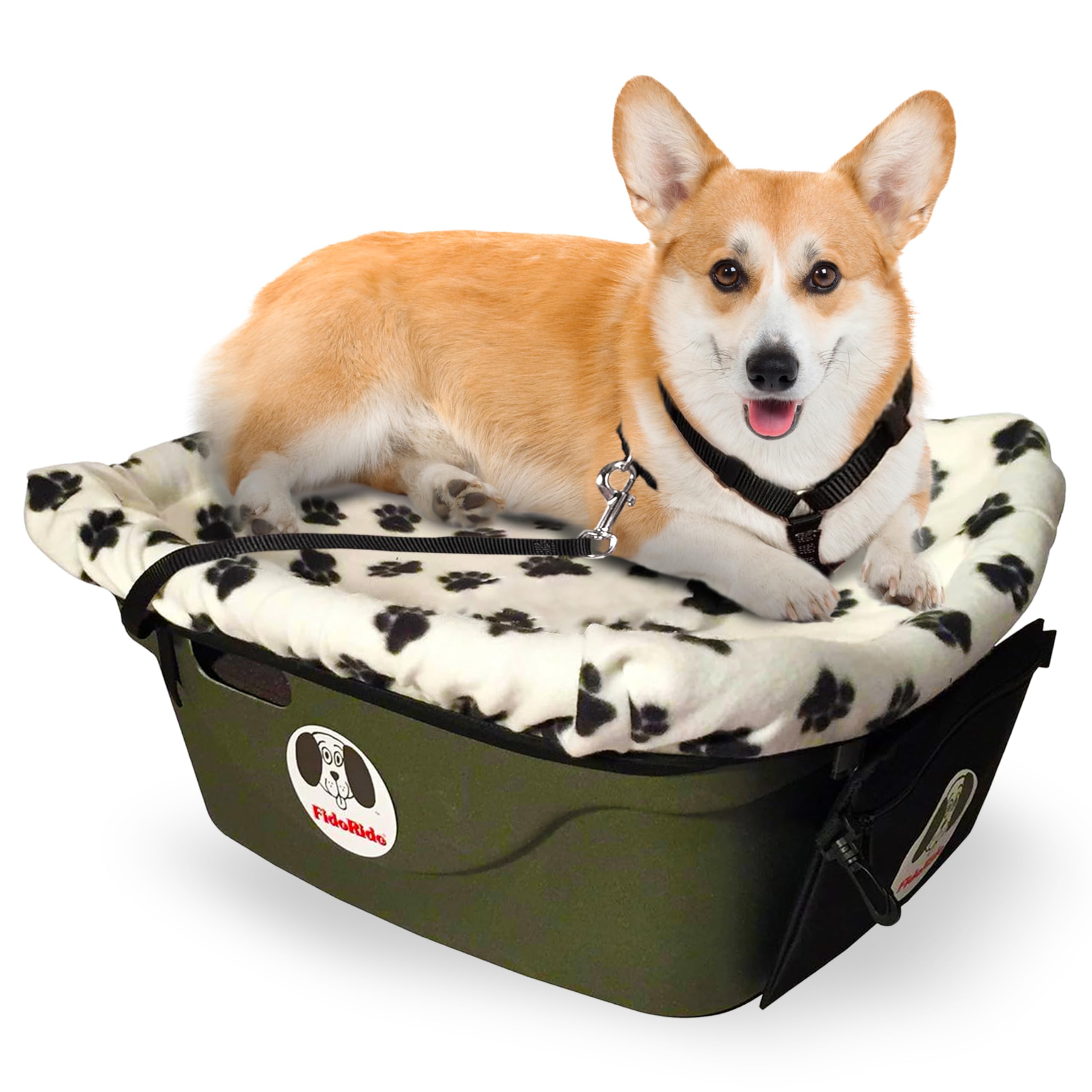 FidoRido Dog Car Seat - Pet Booster Seat for Small to Medium Dogs with Comfortable Cushions, Sherpa Cover, and Safety Straps, Ea
