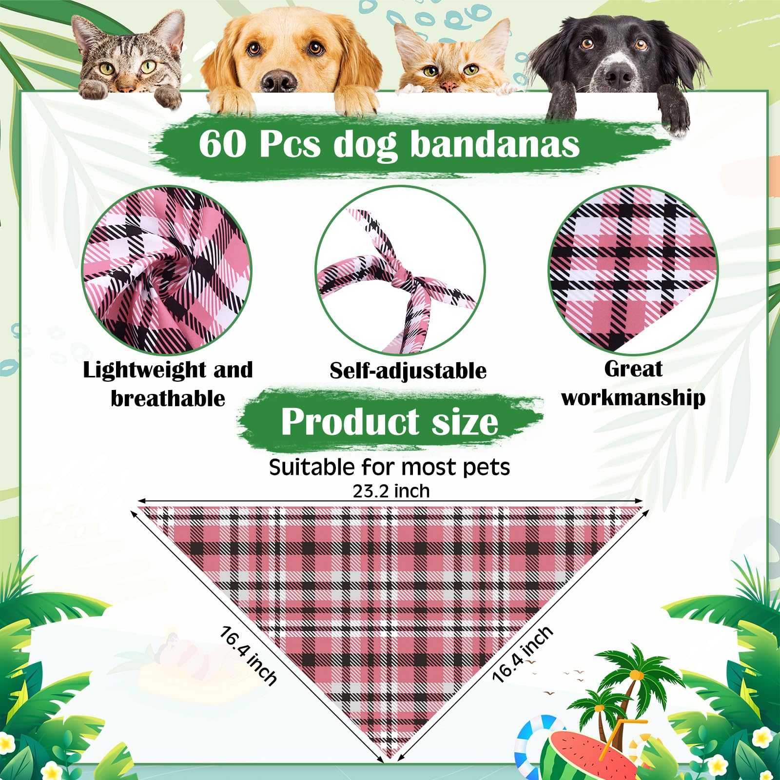 Reginary 108 Pcs Dog Bandanas Bow Tie Set Bulk Pet Triangle Scarf Plaid Pattern Pets Kerchief Adjustable Washable Bibs Neck Coll