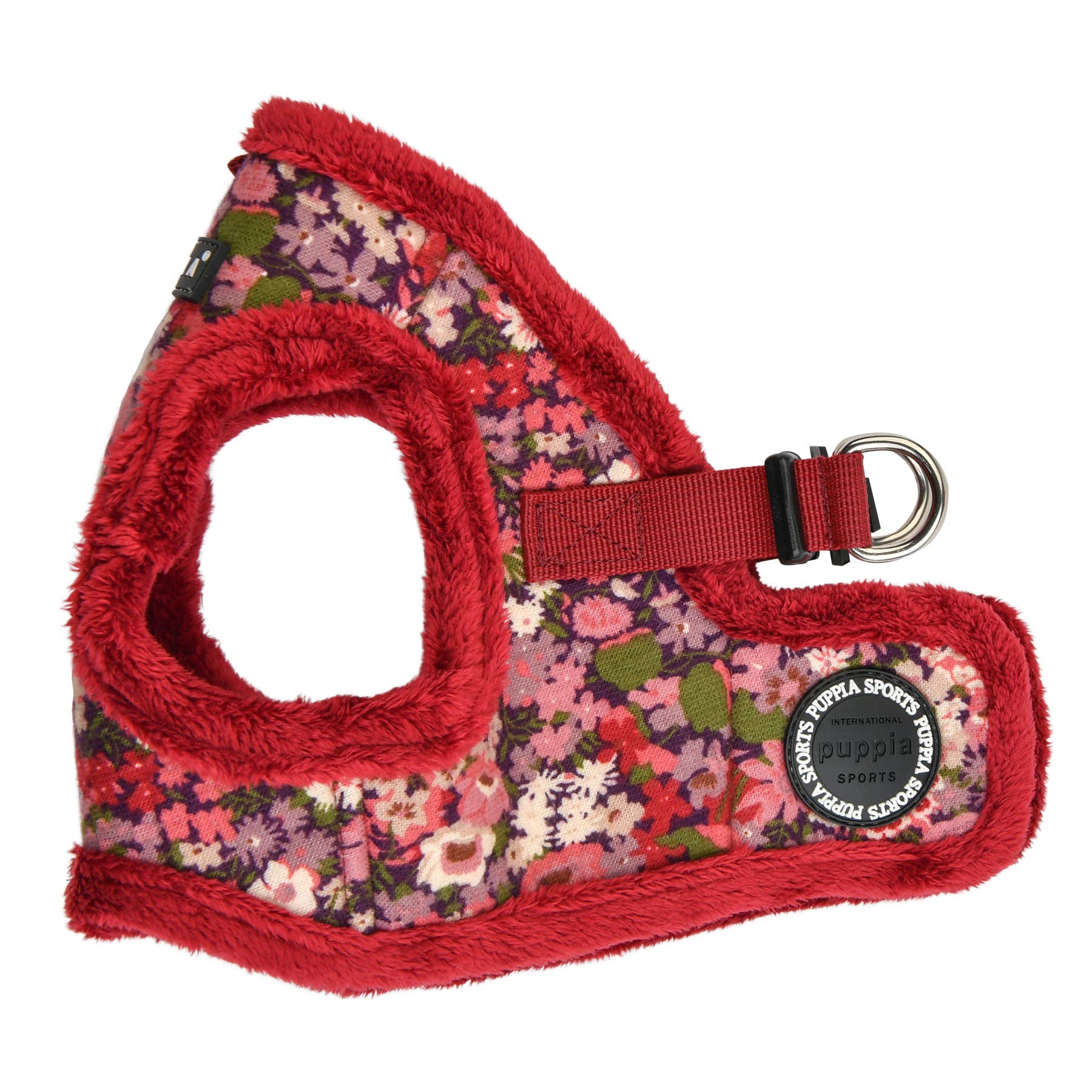 Puppia Gianni Vest Dog Harness Step-In Warm Winter Flower Pattern For Small And Medium Dog, Wine, X-Large