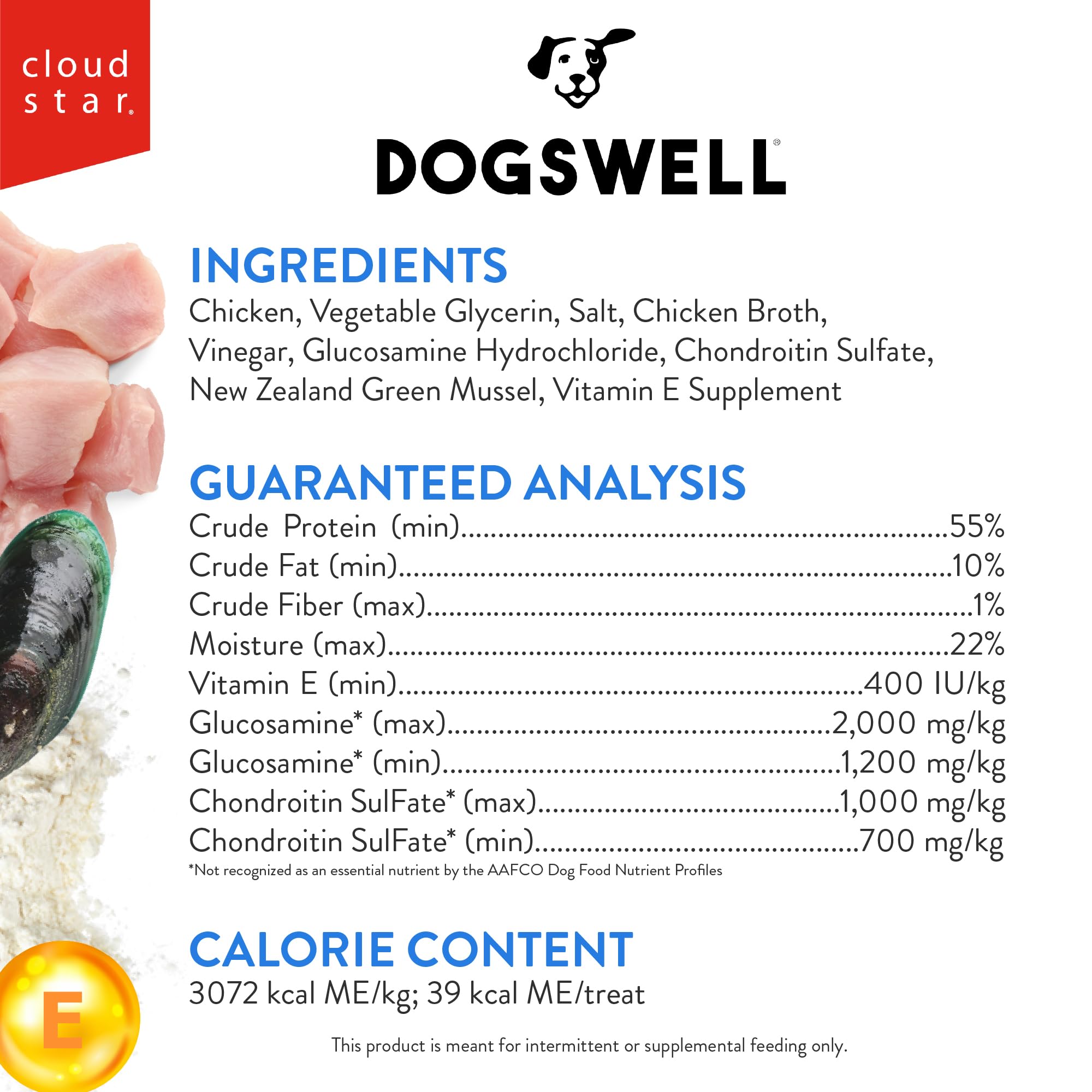 Dogswell Jerky Hip and Joint Dog Treats Grain Free Made in USA Only, Glucosamine and Chondroitin, 12 oz Chicken