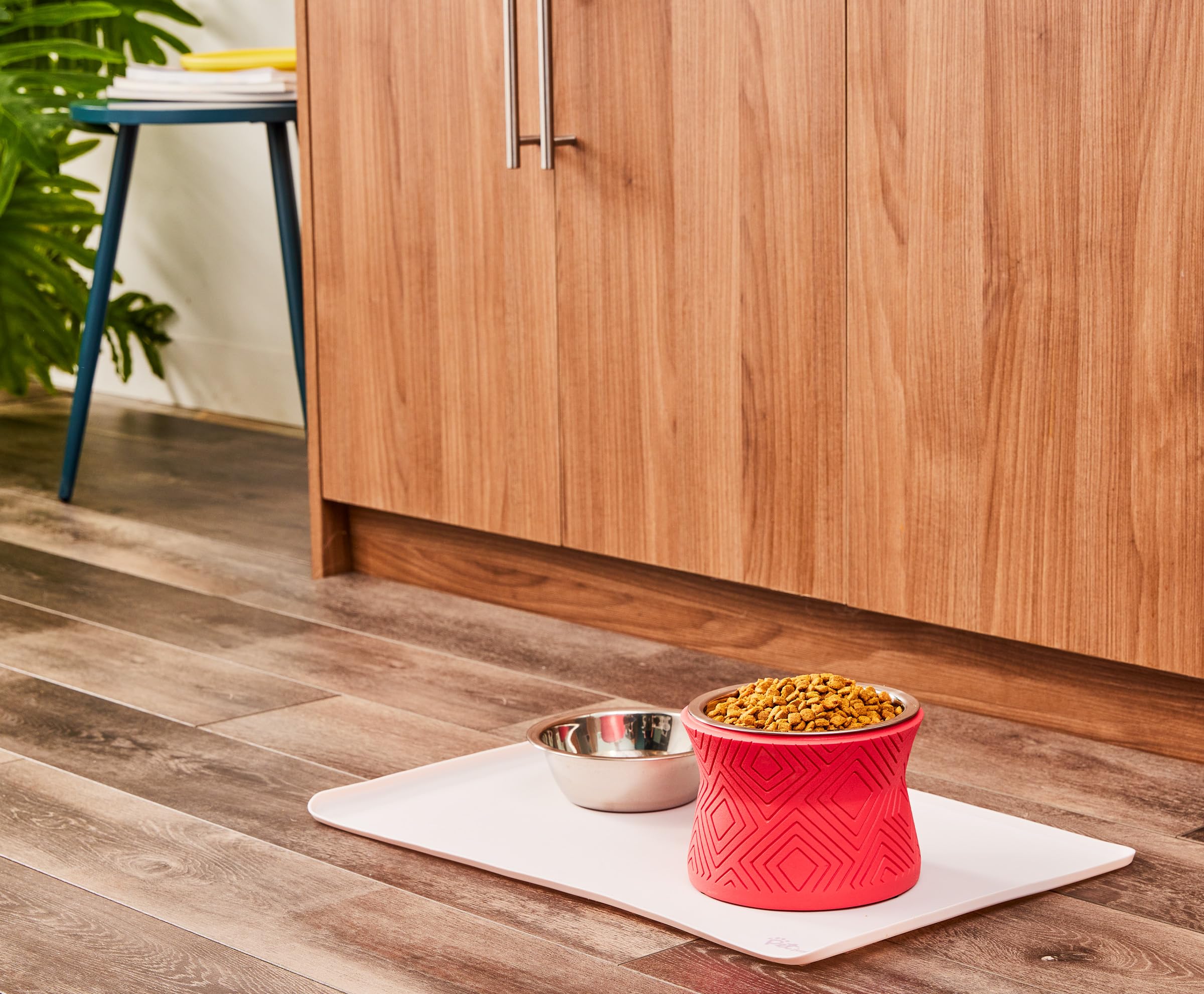 Pet Junkie Santa Fe Single Elevated Pet Bowl Stand with Removable Stainless Steel 16oz Inner Bowl for Small Dog Breed or Cat - R