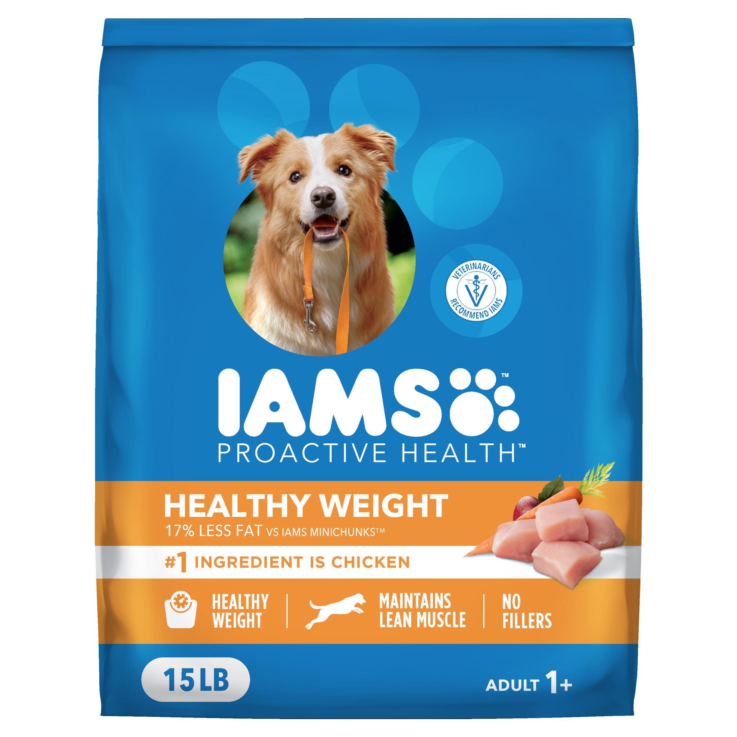 IAMS Adult Healthy Weight Control Dry Dog Food with Real Chicken, 15 lb. Bag