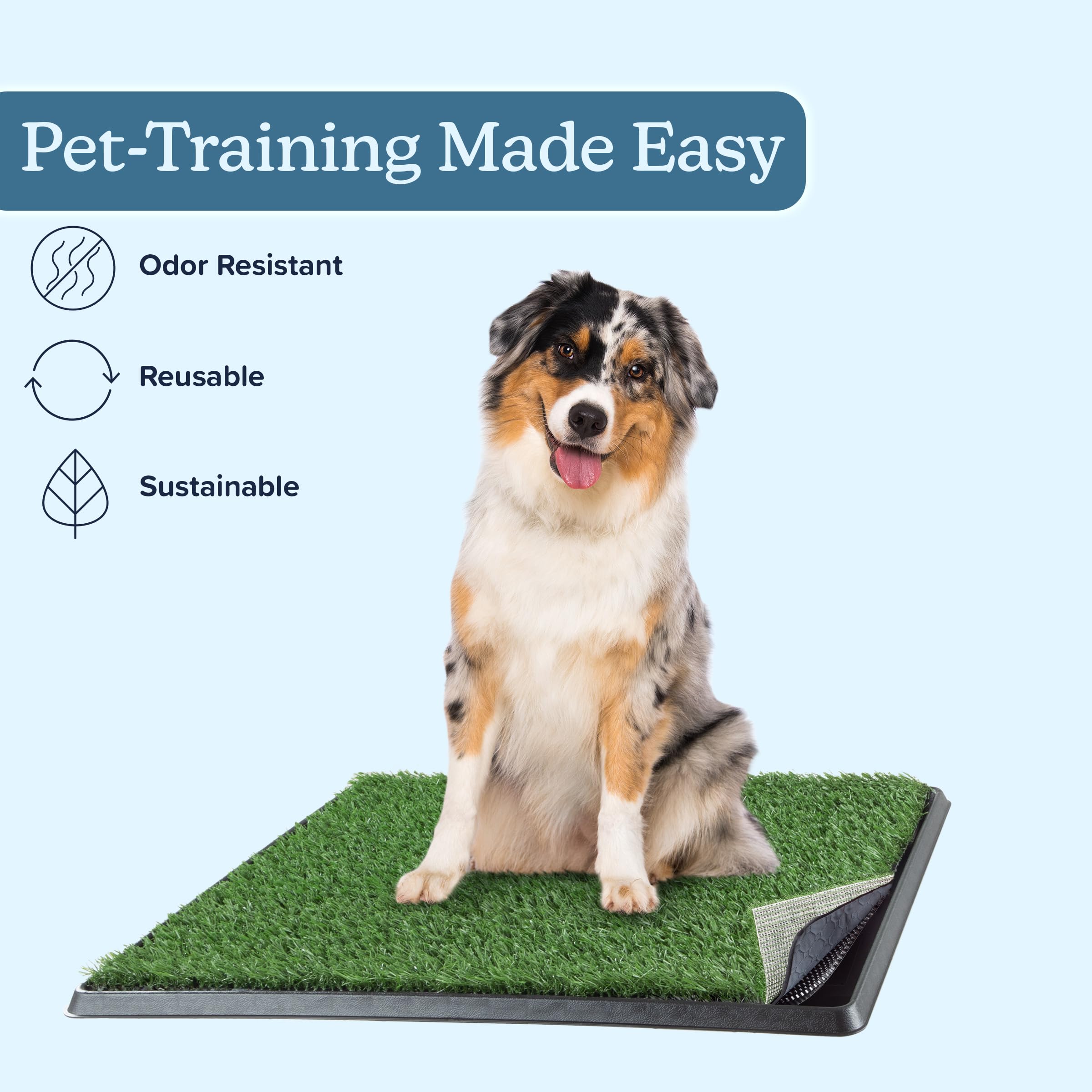 Artificial Grass Puppy Pee Pad For Dogs And Small Pets - 20X25 Reusable 4-Layer Training Potty Pad With Tray - Dog Housebreaking