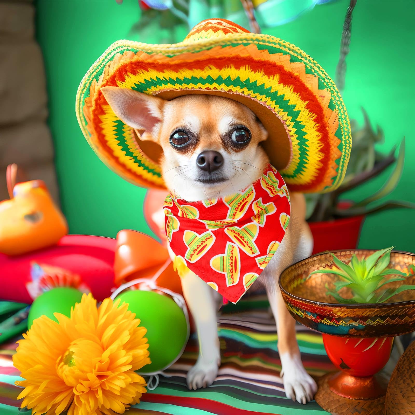 Bulyoou 72 Pcs Mexican Dog Bandanas Bulk Cinco De Mayo Bandanas for Dogs Adjustable Washable Pet Triangle Scarf Soft Kerchief Bi