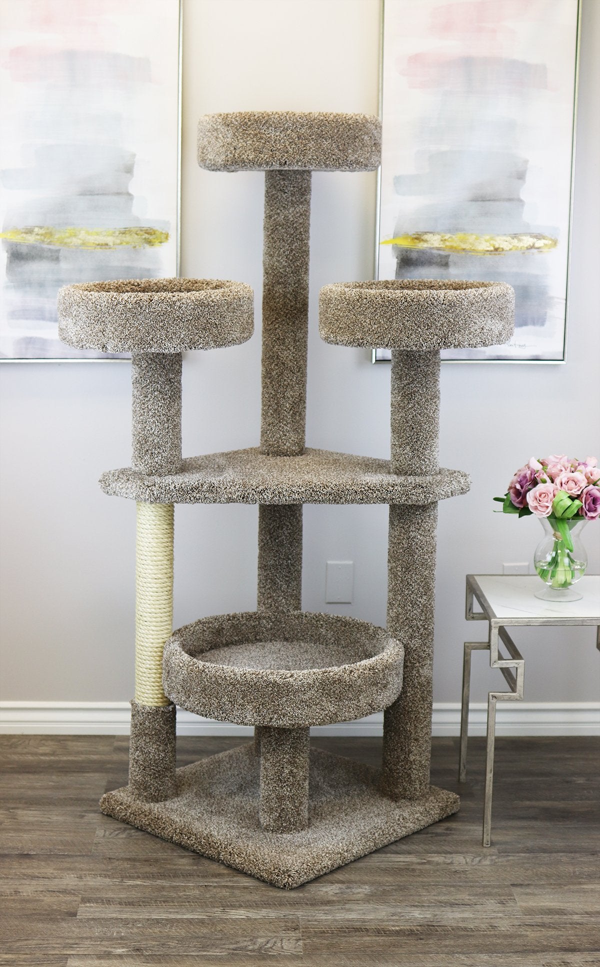 Prestige Cat Trees Cat Tower - Large Wood Main Coon Tree in Brown, Model 130012-Neutral