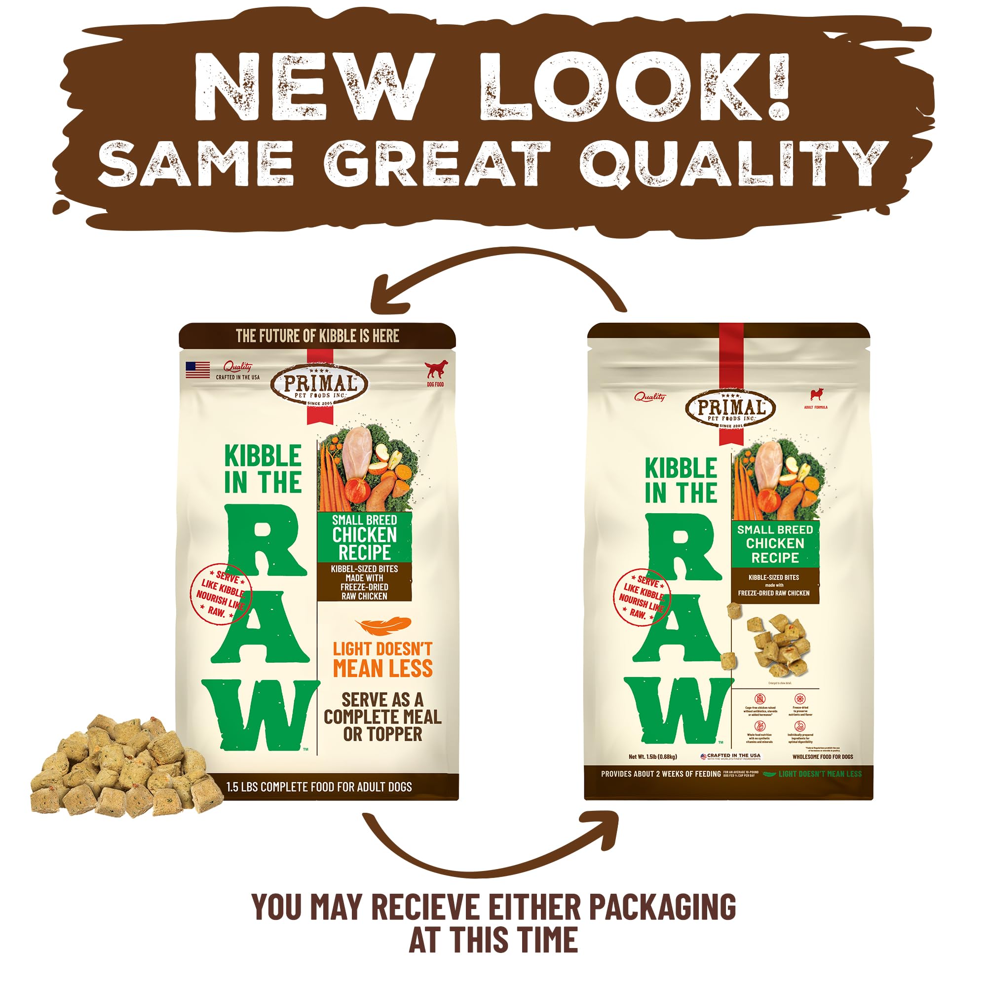 Primal Kibble in The Raw, Freeze Dried Dog Food, Small Breed Recipe, Scoop & Serve, Made with Raw Protein, Whole Ingredient Nutr
