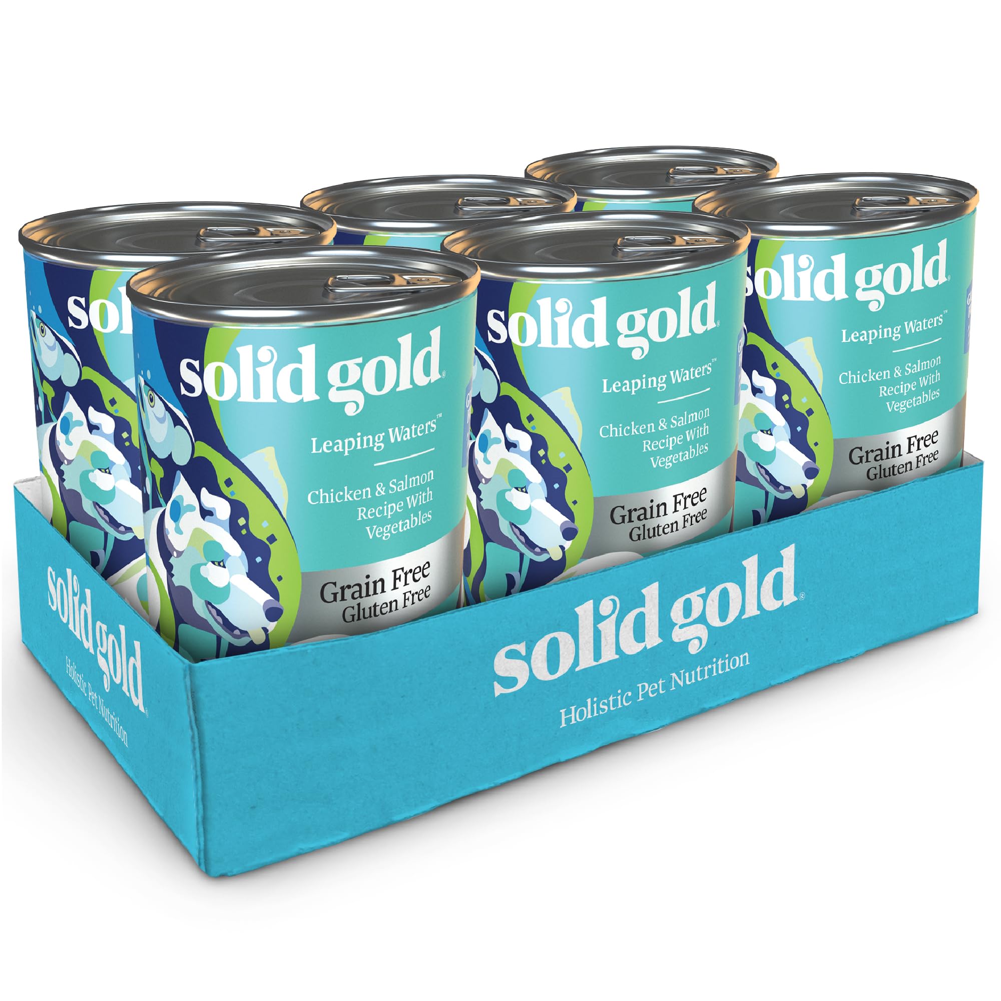 Solid Gold Wet Dog Food for Adult & Senior Dogs - Made with Real Chicken & Salmon - Leaping Waters Grain Free Canned Dog Food fo