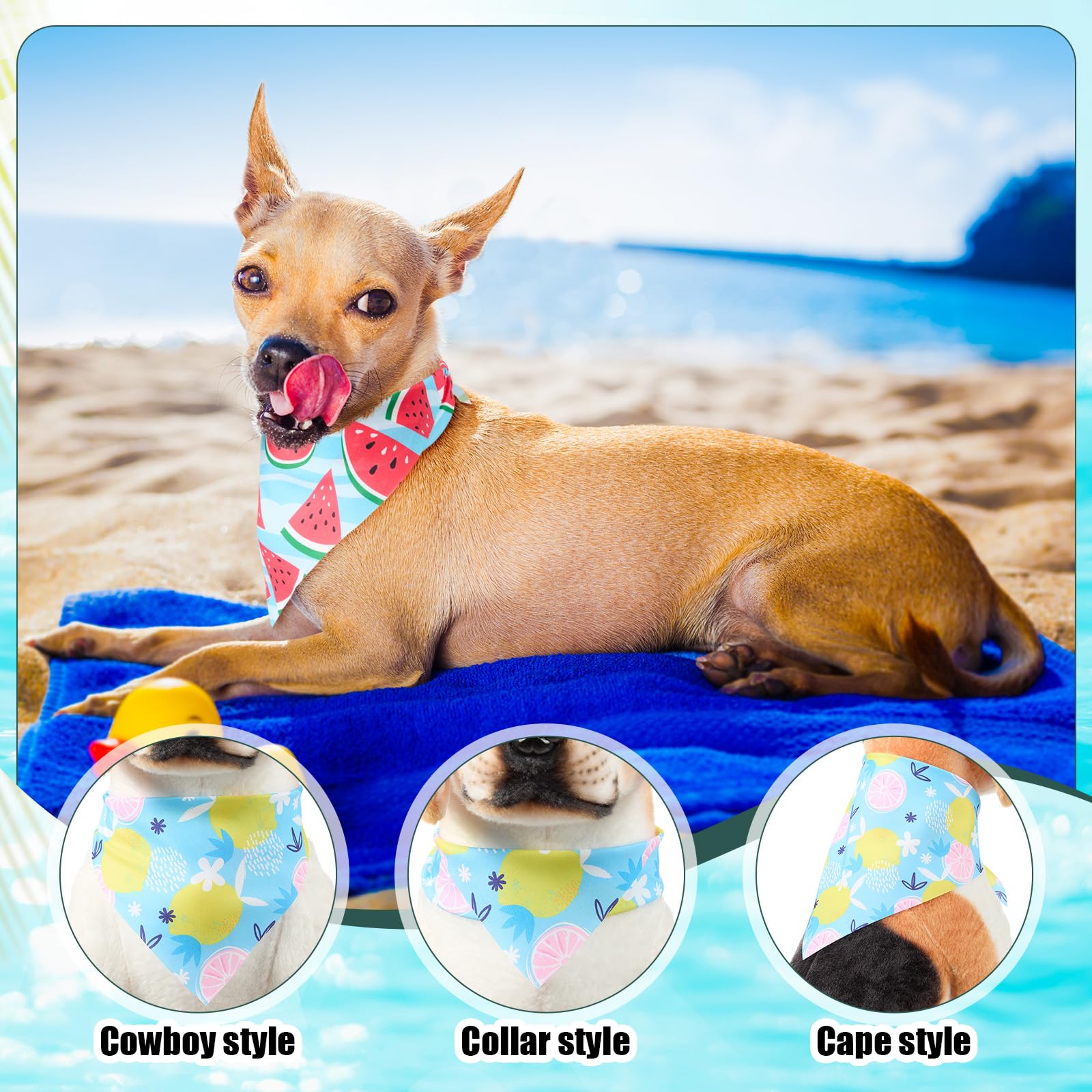 Geyoga 240 Pcs Dog Bandanas Bulk Summer Fruit Bandanas for Dogs Triangle Pet Bibs Scarf Adjustable Neckerchief for Puppy Small M