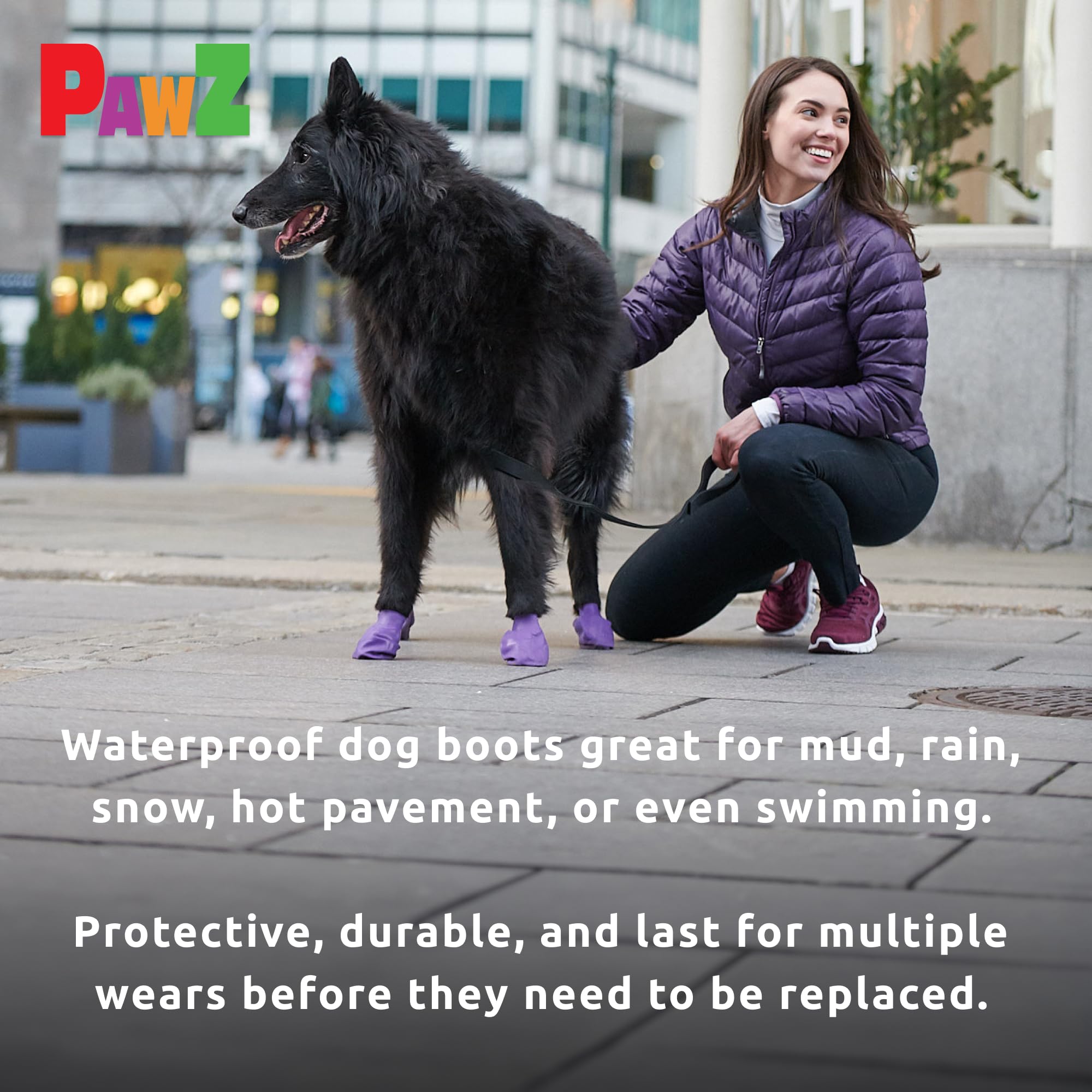 PawZ Rubber Dog Boots for Paws up to 4 - Dog Booties for Hot Pavement, Anti Slip Dog Socks, 12 Reusable Paws Waterproof Dog Boot