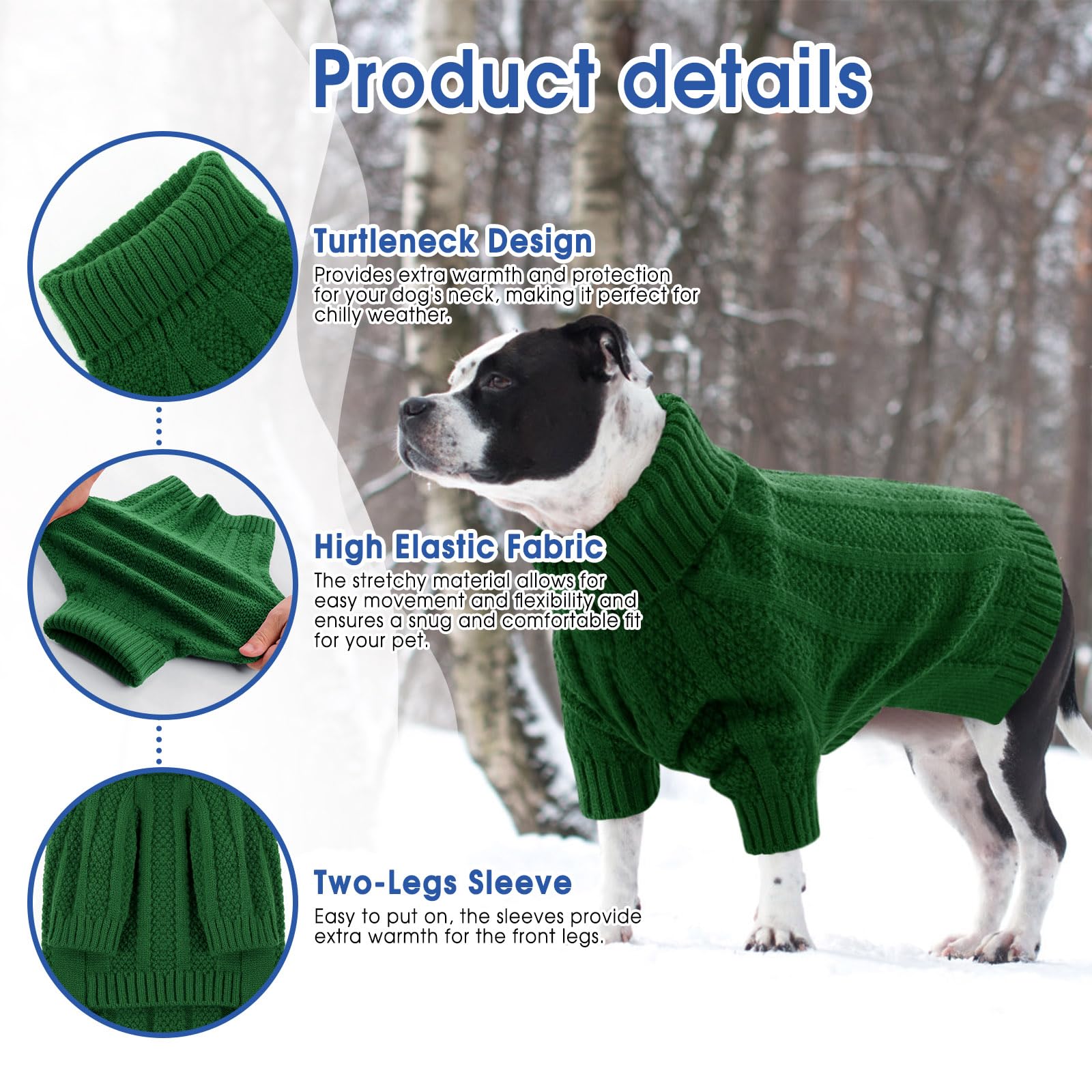 Queenmore Dog Sweaters For Medium Dogs Girls Boys,Soft Dog Sweater Christmas,Turtleneck Pullover Pet Sweaters Knitwear Outfit Fo