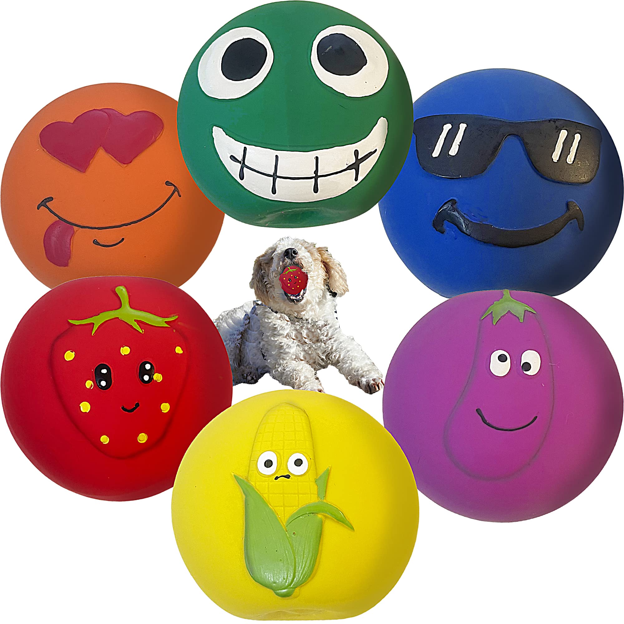 Jalousie 3 Inch Latex Dog Squeaky Toys Soft Rubber Dog Toys Puppy Chew Toy Squeaky Toy Fetch Play Animal Ball Toy For Puppy Small Medium Pets Dog (6 Pack Balls)