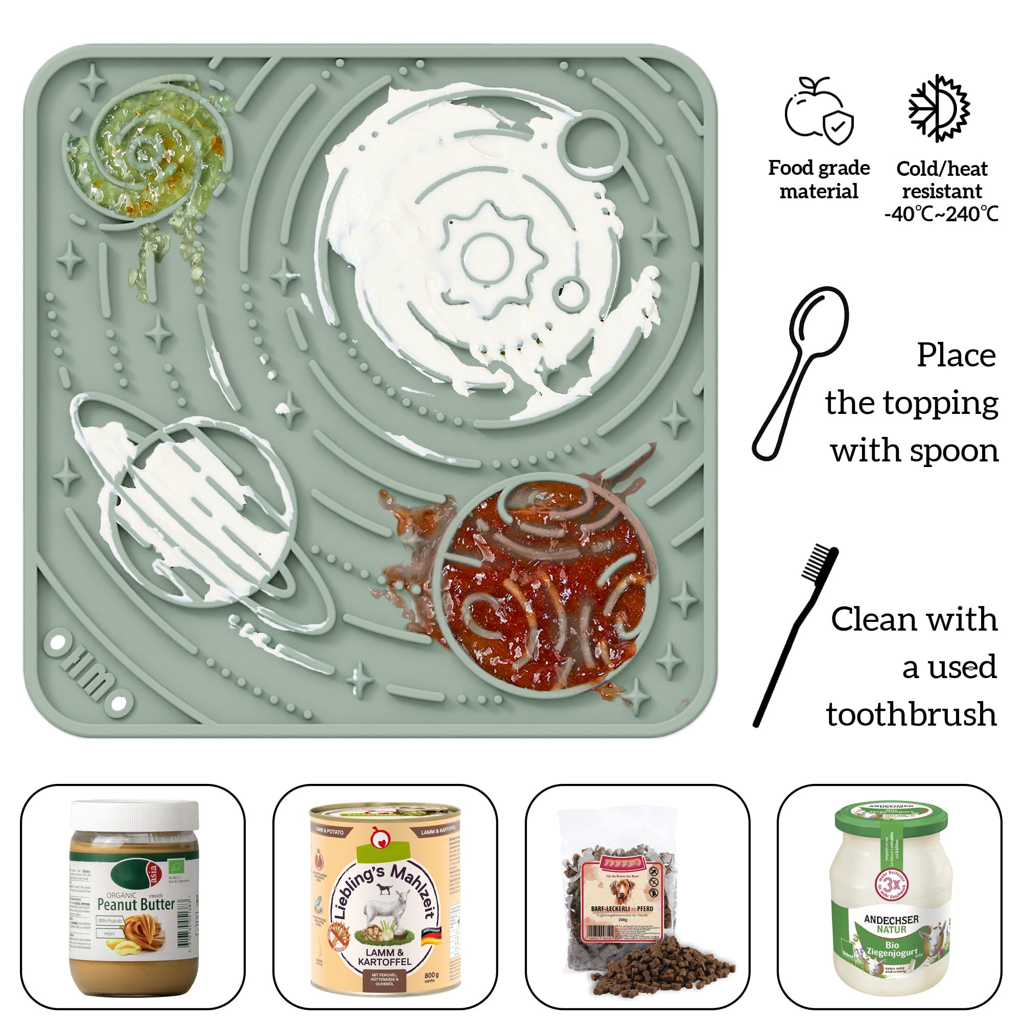 Ohmo Lick Mat For Dogs And Cats(Large, Camo&Light Green, 2Pcs) Enrichment Accessories Toy Space Star Easy Clean Pet Slow Feeder/