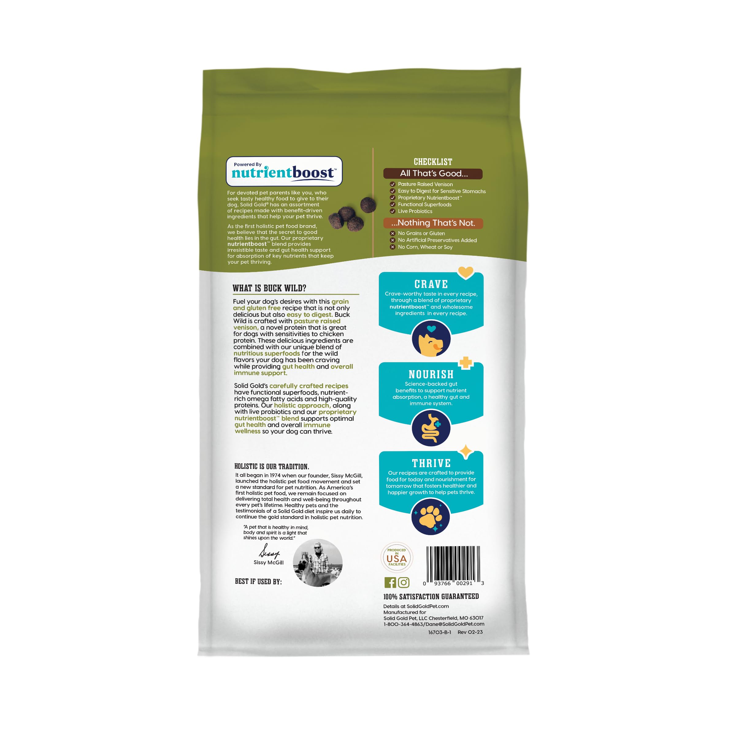 Solid Gold Dry Dog Food for Sensitive Stomachs - Grain Free & Gluten Free w/Venison, Pumpkin & Probiotics for Gut Health & Diges