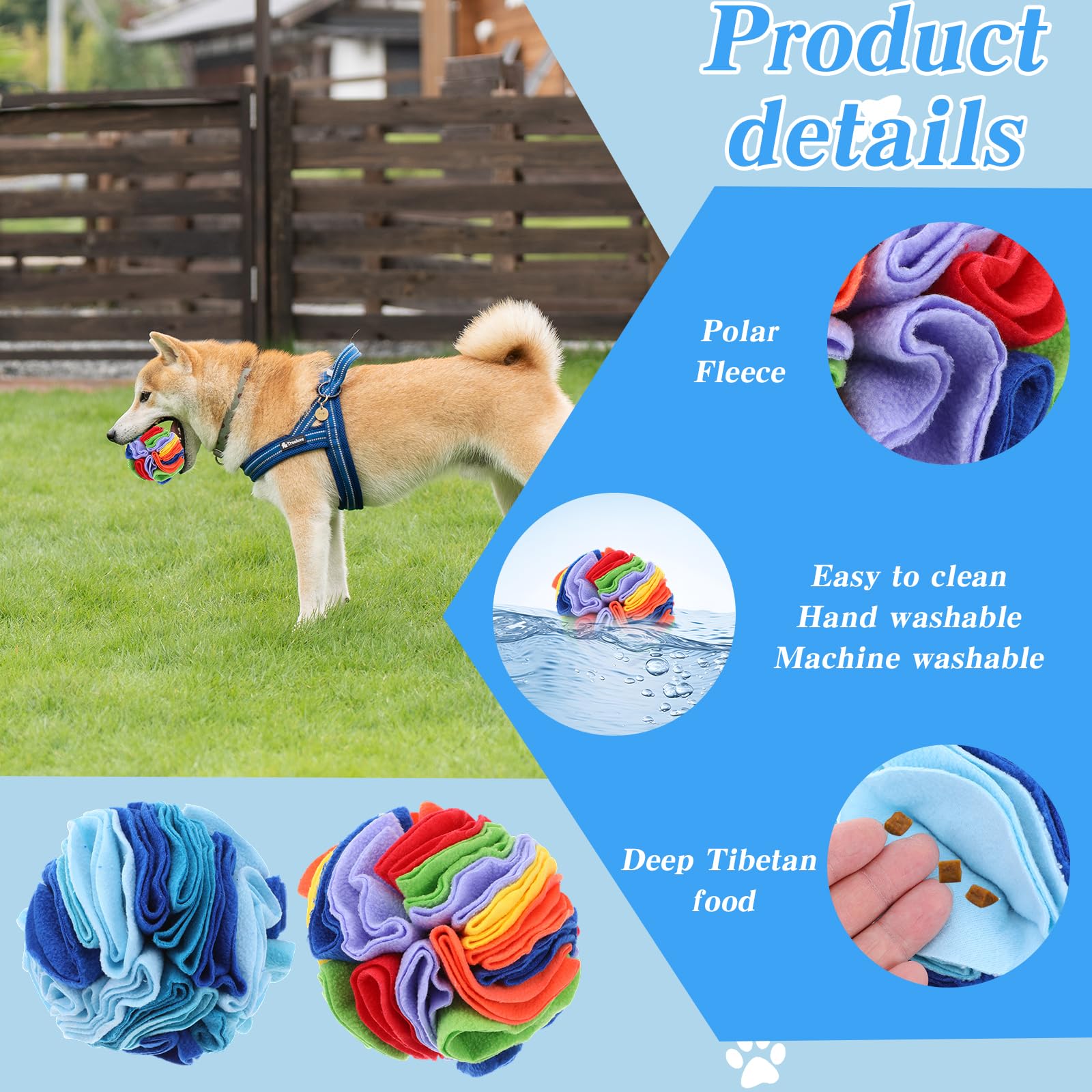 AojSup 2 Packs Snuffle Ball for Dogs - Sniffle Interactive Treat Ball, Stress Relief, Slow Feeder, Puzzle Toy for Small Medium D