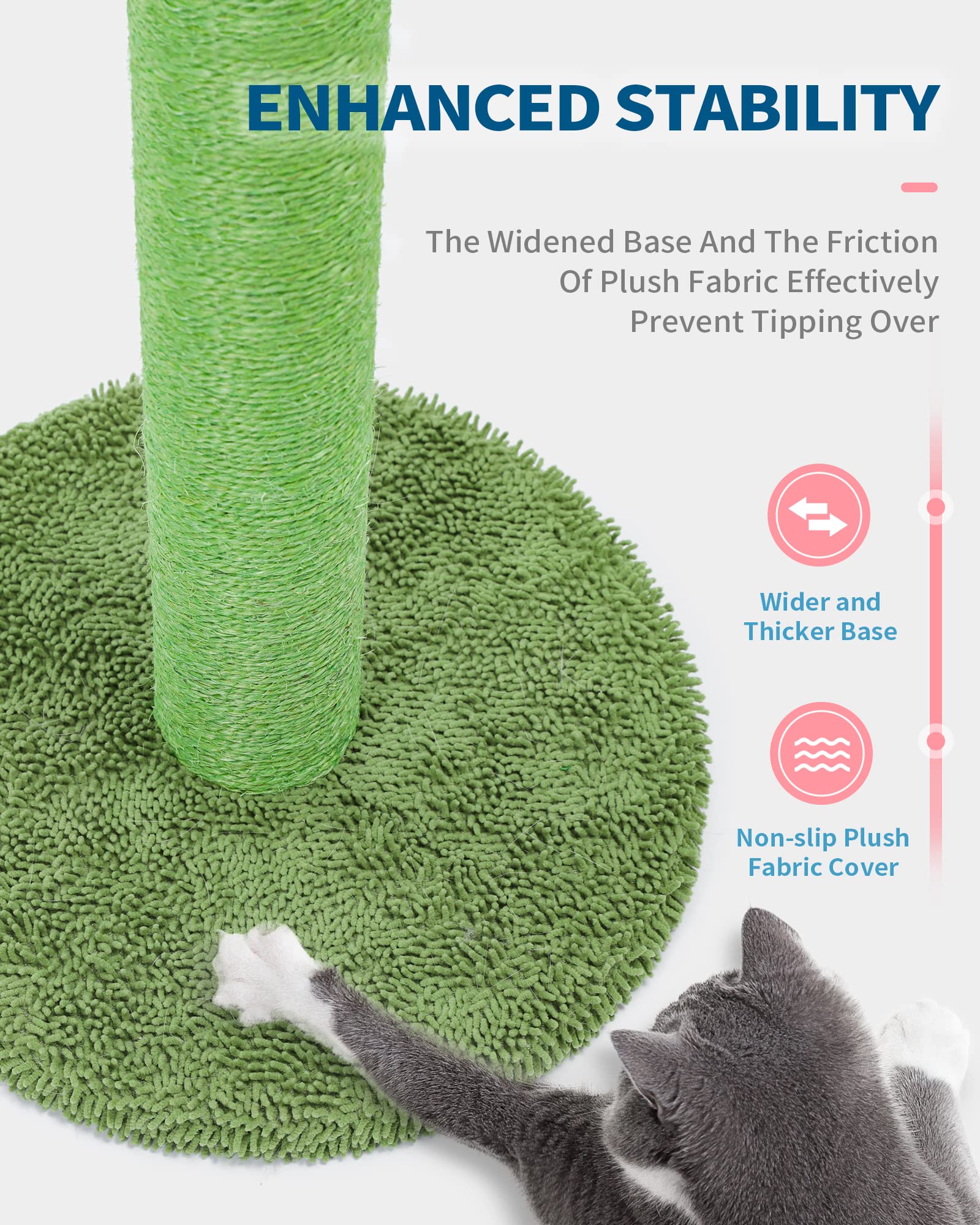 MADE 4 PETS Cat Scratching Post - Cactus Design, Sisal Rope, Medium 25.6", Green, Model MAMT0169-M, Indoor Claw Scratcher with