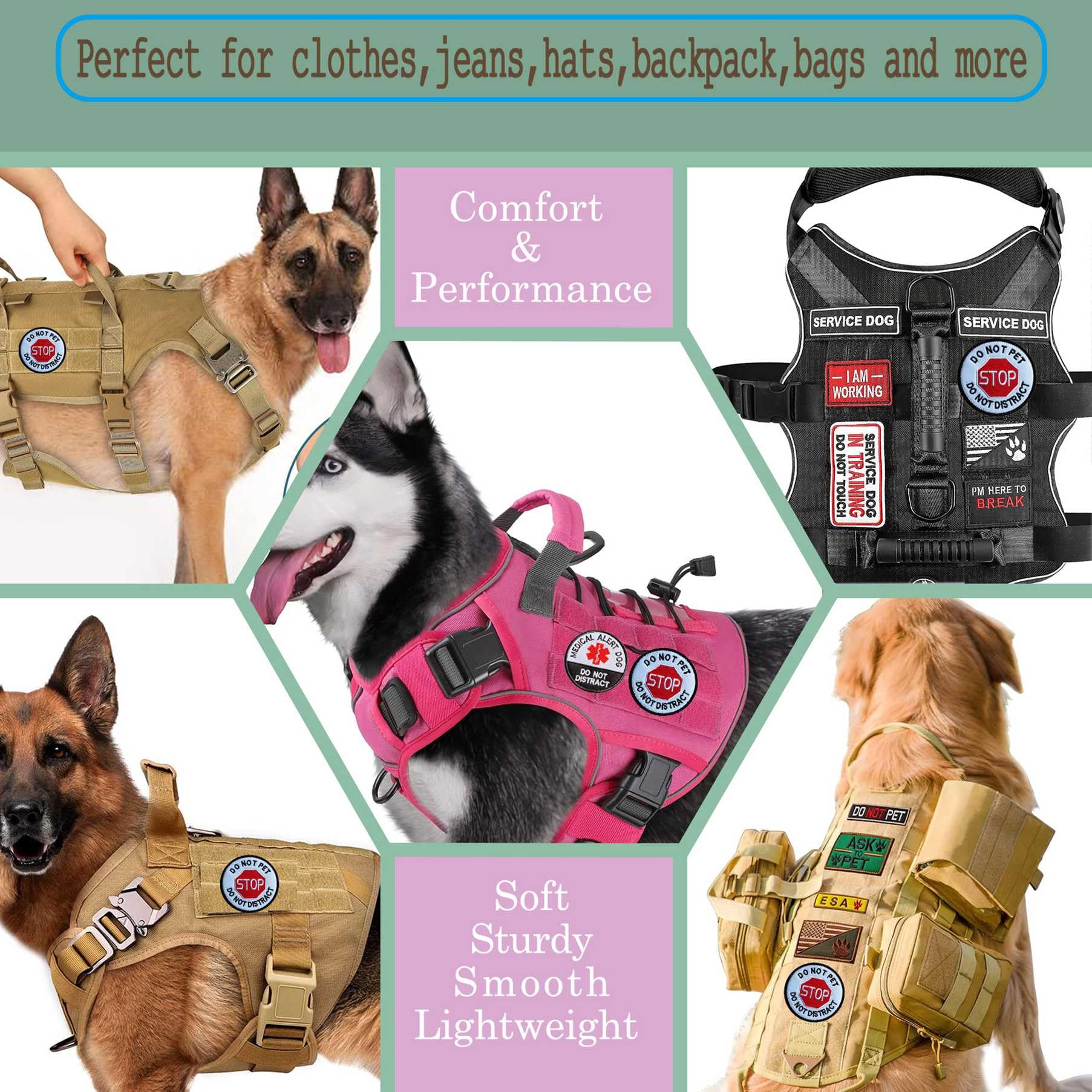 Do Not Distract Do Not Pet Patch, Stop Pet Patch For Dog Vests/Harnesses Emblem Embroidered Fastener Hook & Loop Patch