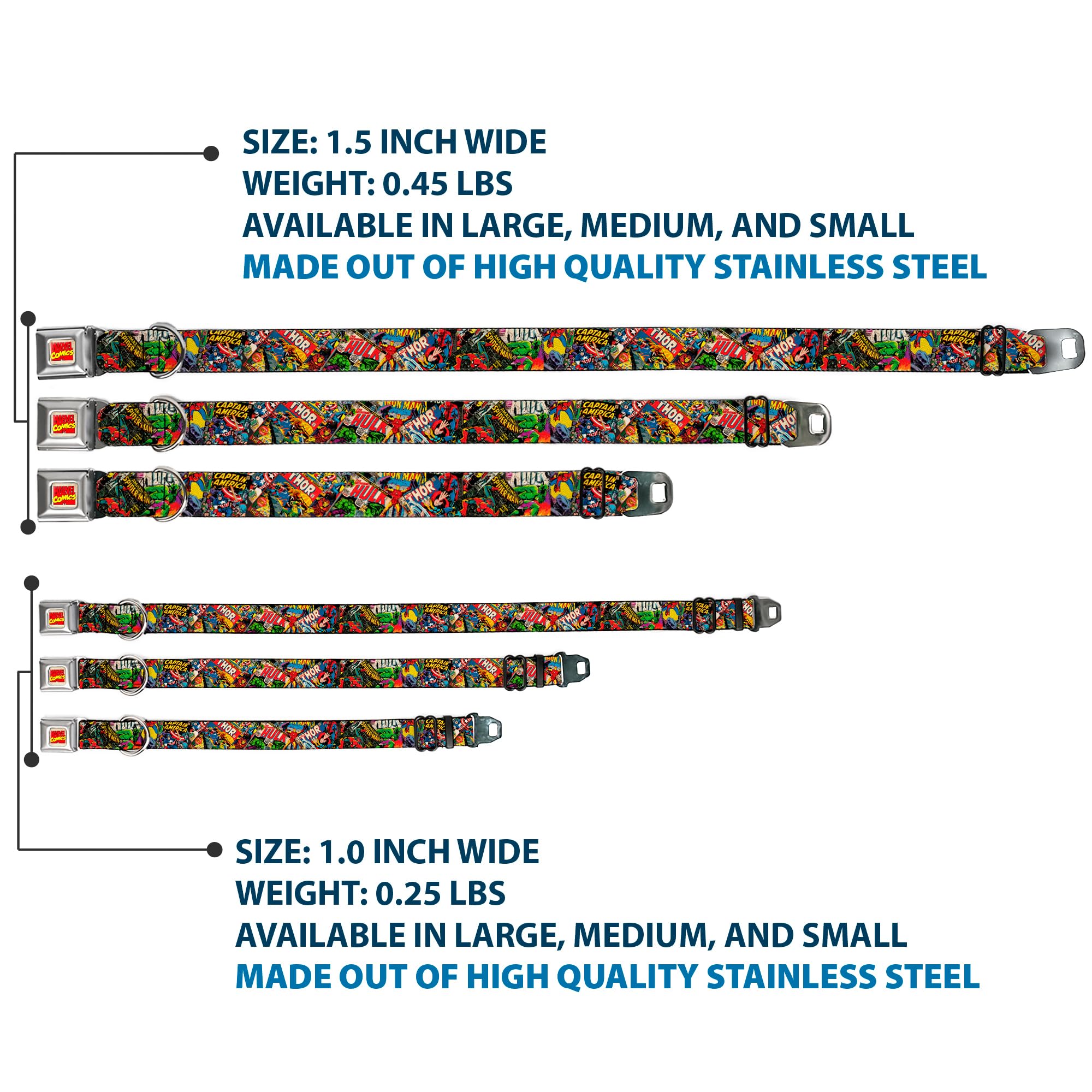 Buckle-Down Dc-Wav002-L Ava Marvel Comics Dog Collar