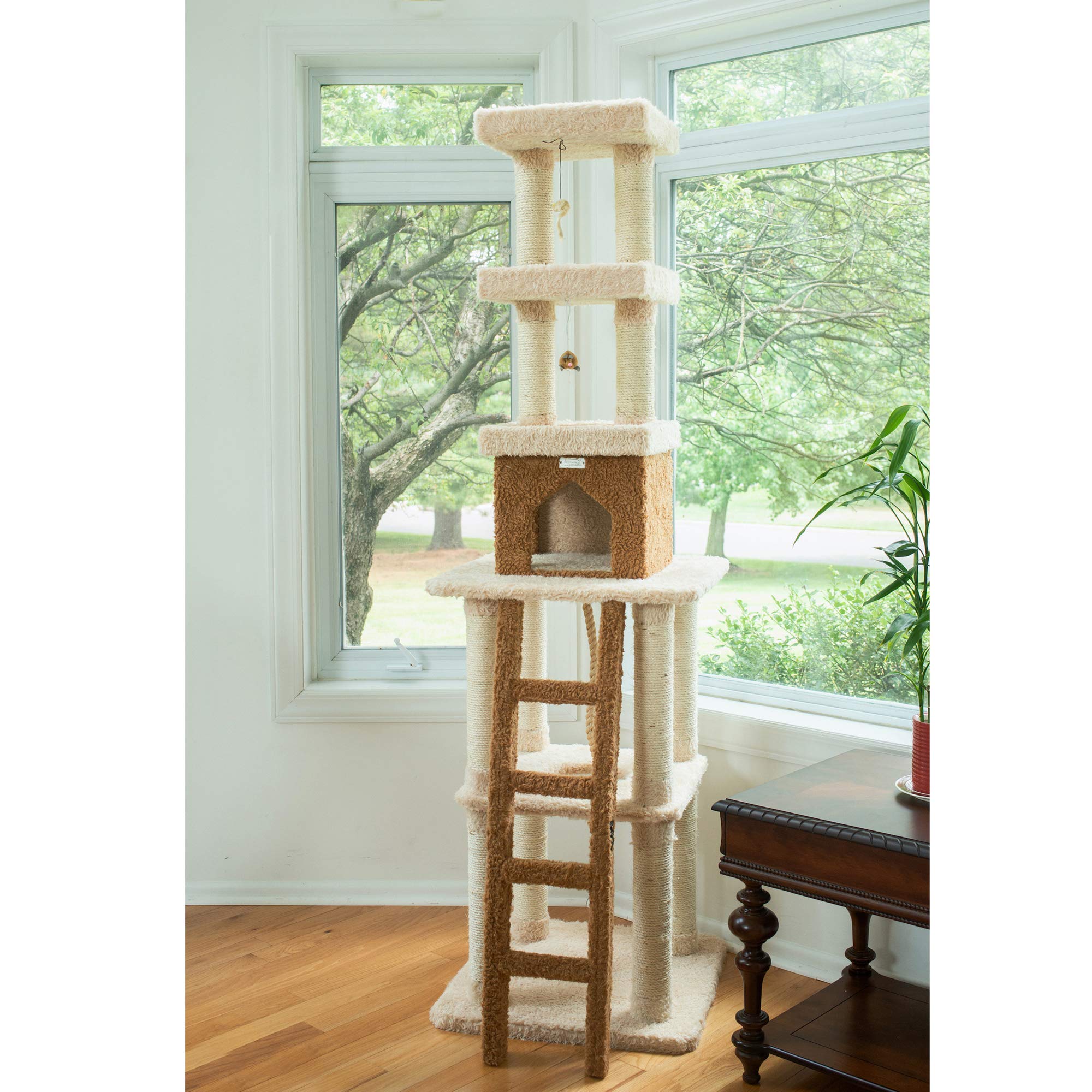 Armarkat Multi-Level Cat Tower X8303 Real Wood Cat Tree In Beige, 32'(L) X 24'(W) X 84'(H)