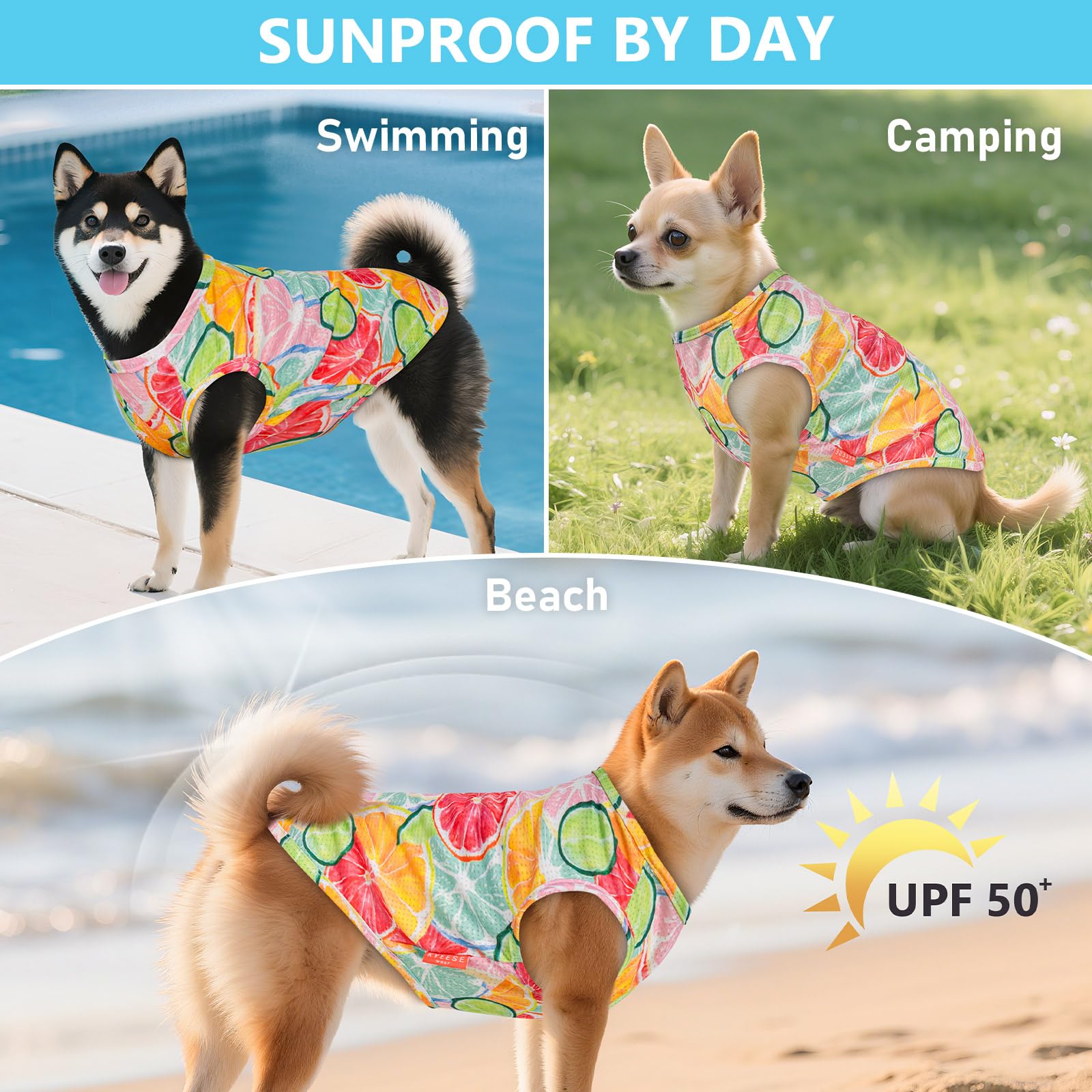 Kyeese 2 Pack Dog Shirts For Medium Dogs Quick Dry Breathable Pet T-Shirts With Reflective Label Tank Top Sleeveless Vest Sun Pr