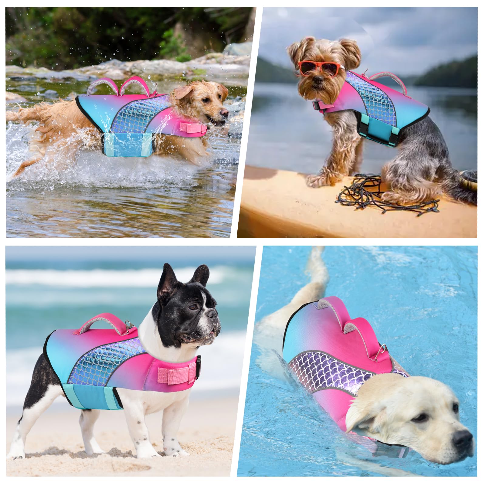 Doglay Dog Life Jacket For Boating & Swimming, High Buoyancy Reflective Dog Life Vests With Rescue Handle And D-Ring, Ripstop Ad