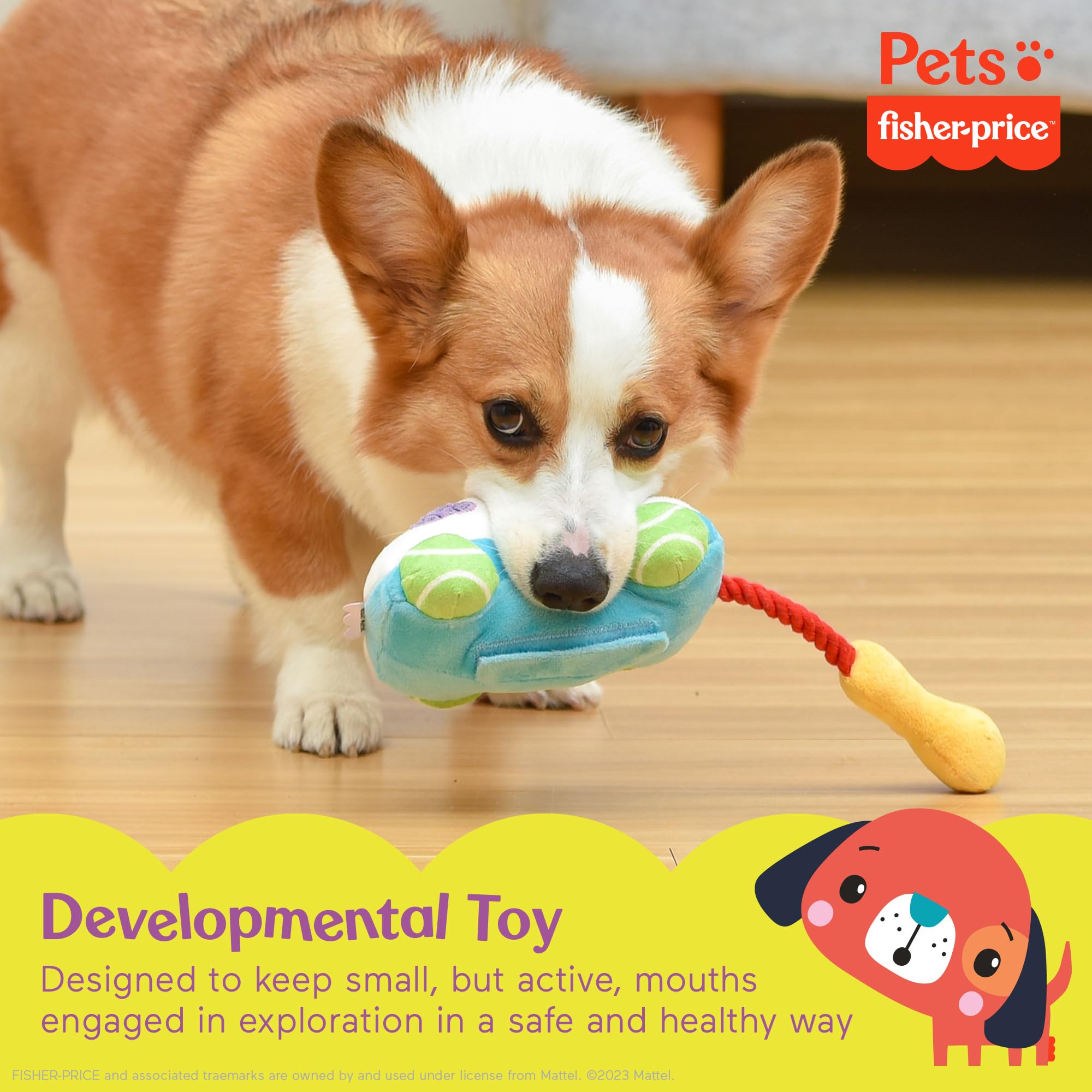Fisher-Price For Pets Sound-Bites Plush Toy Xylophone For Puppies, Sounds Desensitize Pups To Noises - Noise-Making Chew Toy For Puppies - Multifunctional Dog Toy